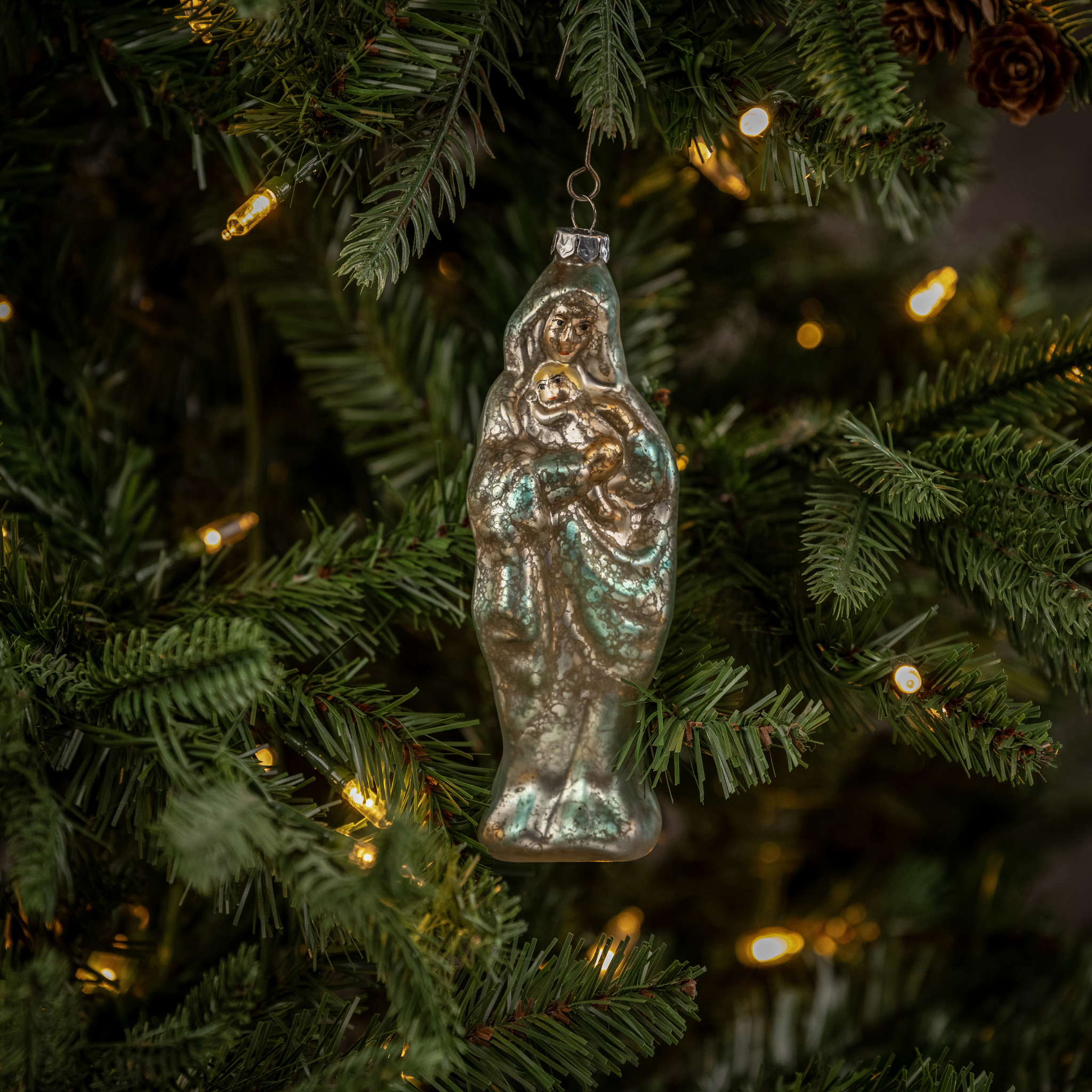 Silver Madonna & Child Ornament, photo 3 of 4