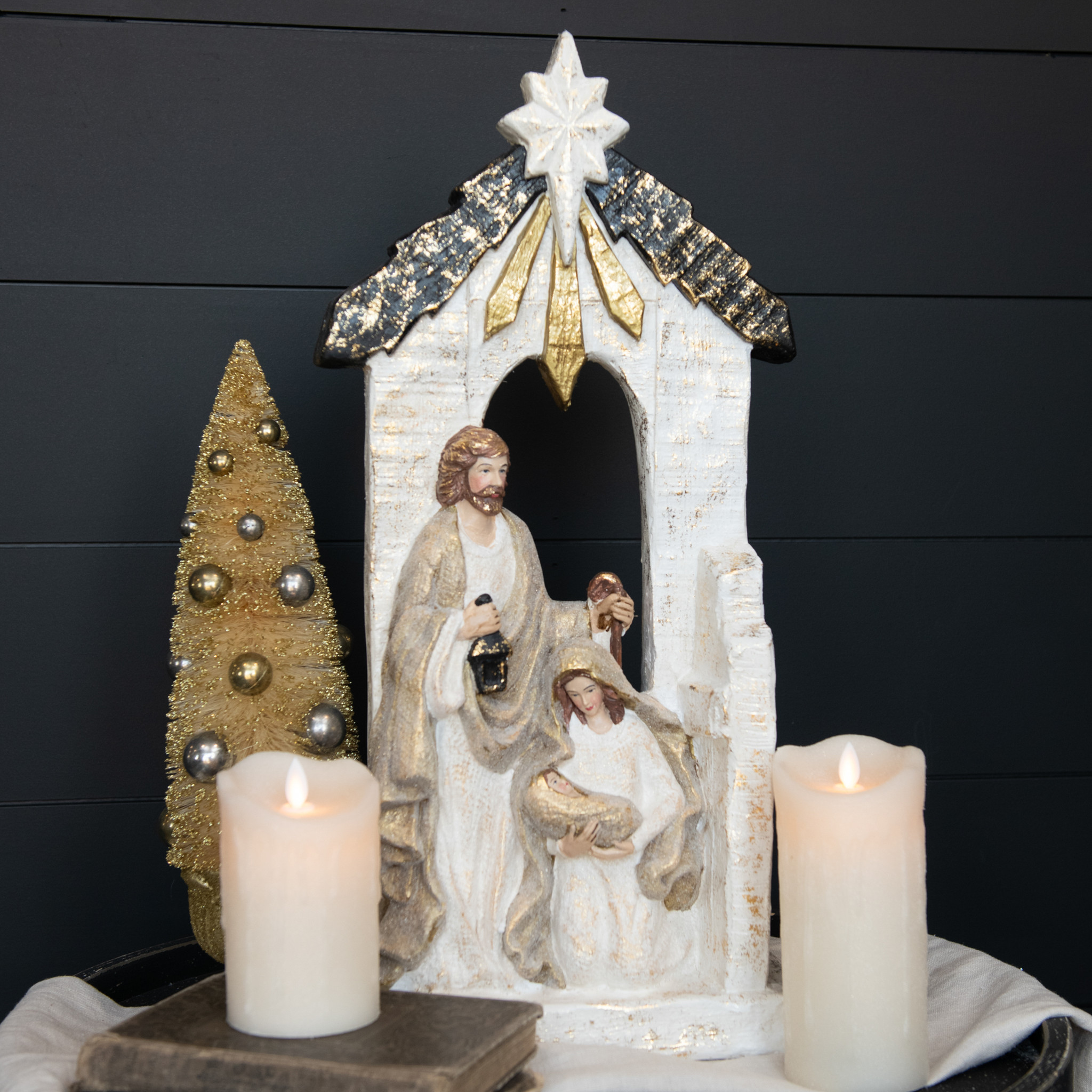 Gold & White Tabletop Nativity, photo 3 of 4