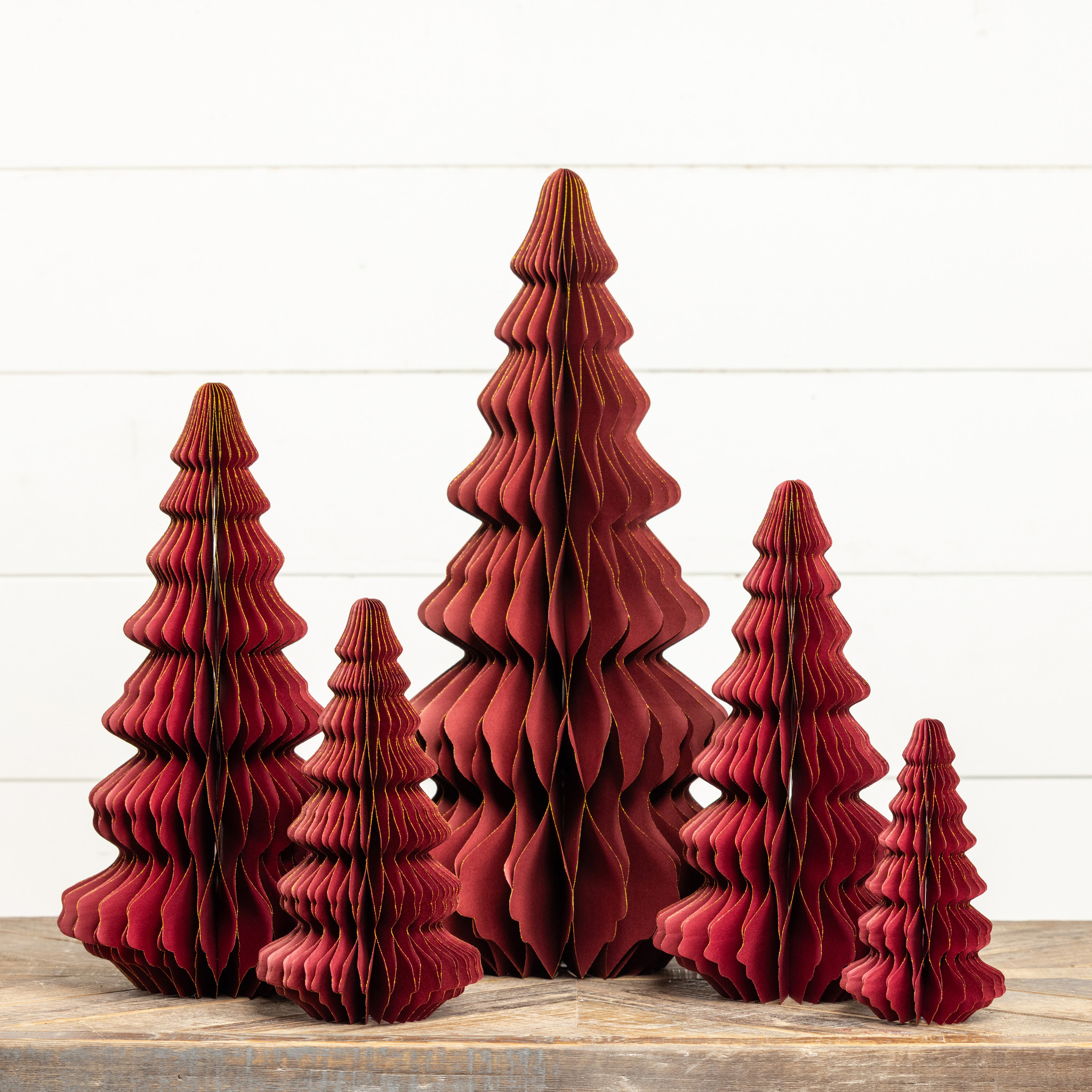 Burgundy with Gold Trim Paper Tree, 7", photo 3 of 3