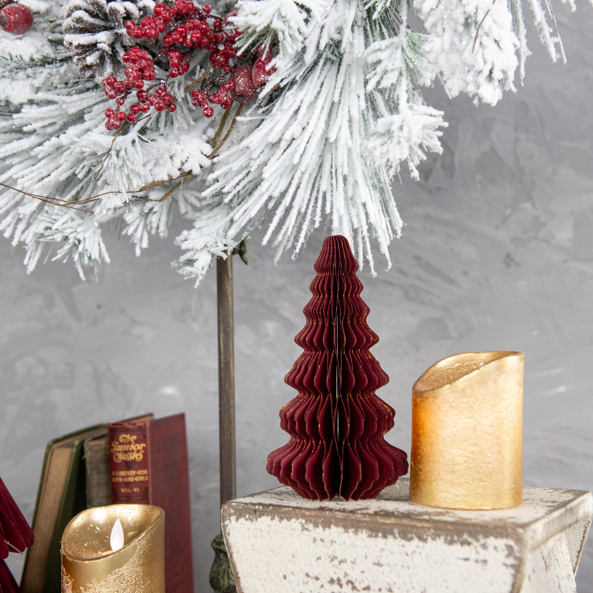 Burgundy with Gold Trim Paper Tree, 7"