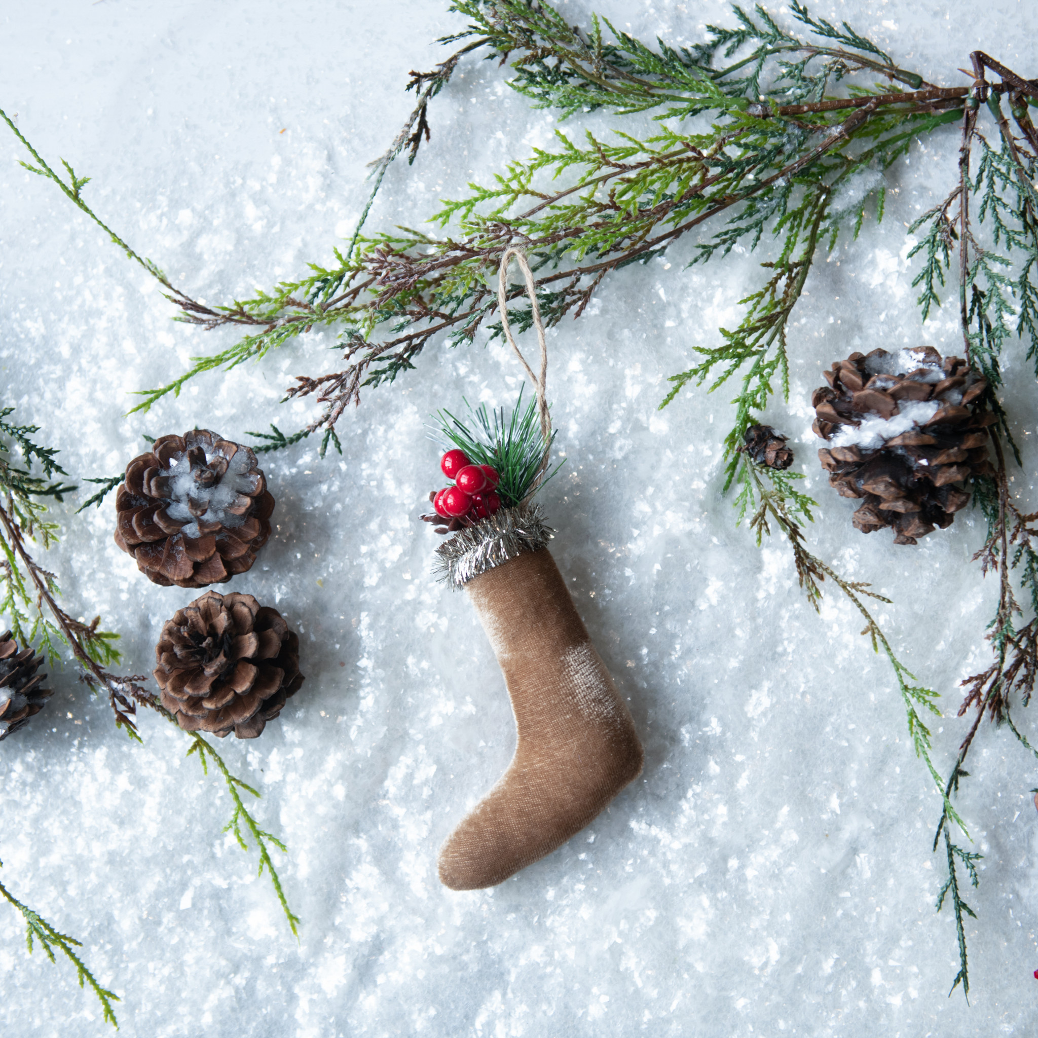 Fawn Velvet Stocking Ornament, photo 2 of 2