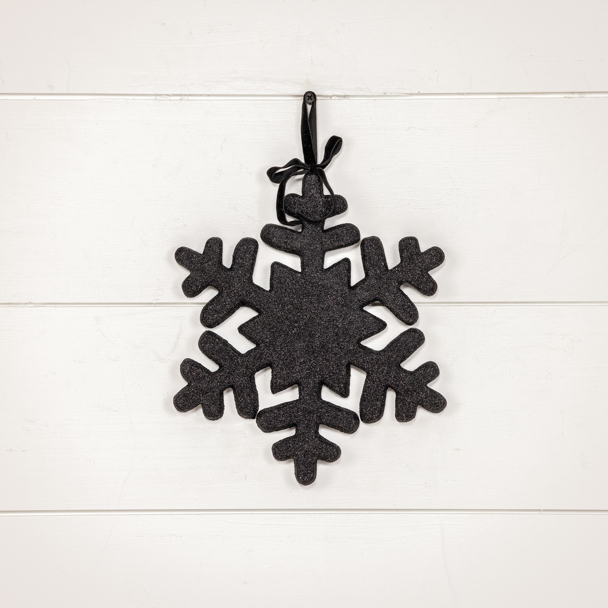 Black Snowflake Ornament with Glitter, 10", photo 2 of 2