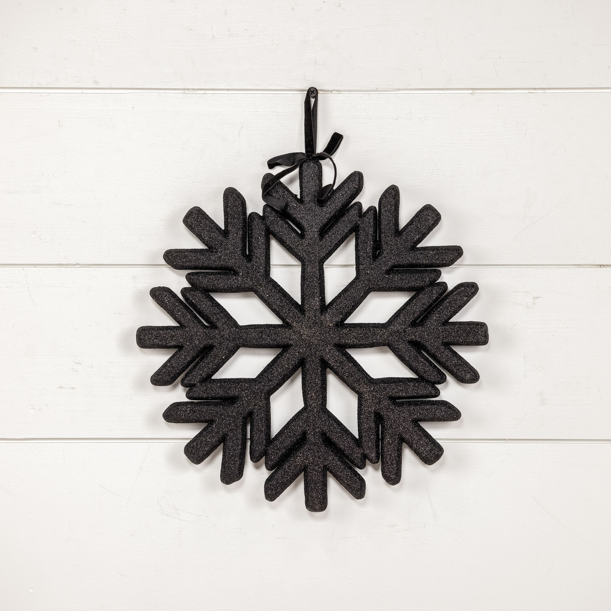 Black Snowflake Ornament with Glitter, 13", photo 3 of 3
