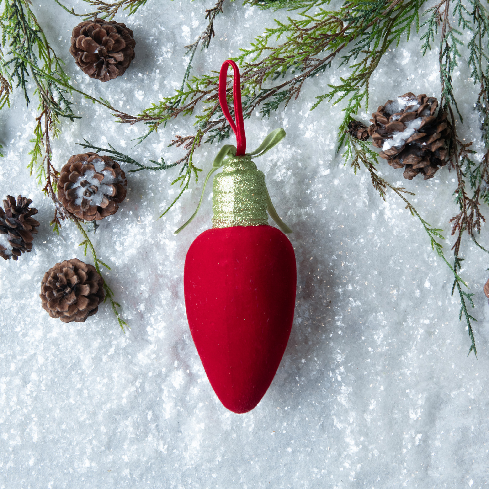 Red Light Bulb Ornament, 7.5"
