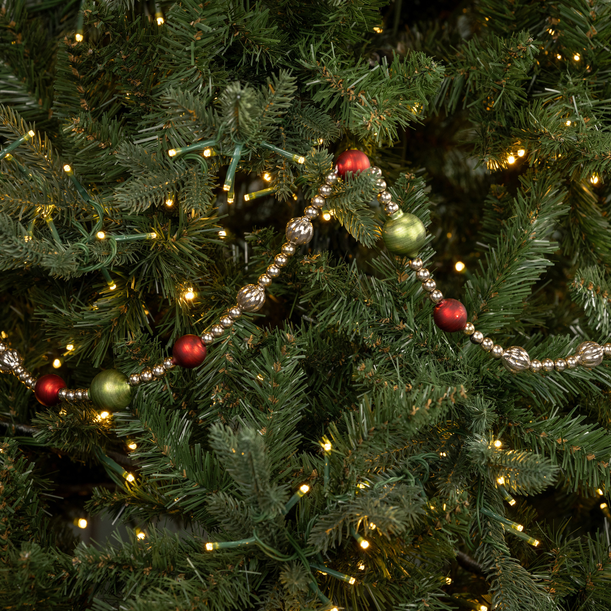 Red, Green & Silver Round Beaded Garland, 6 ft, photo 2 of 3