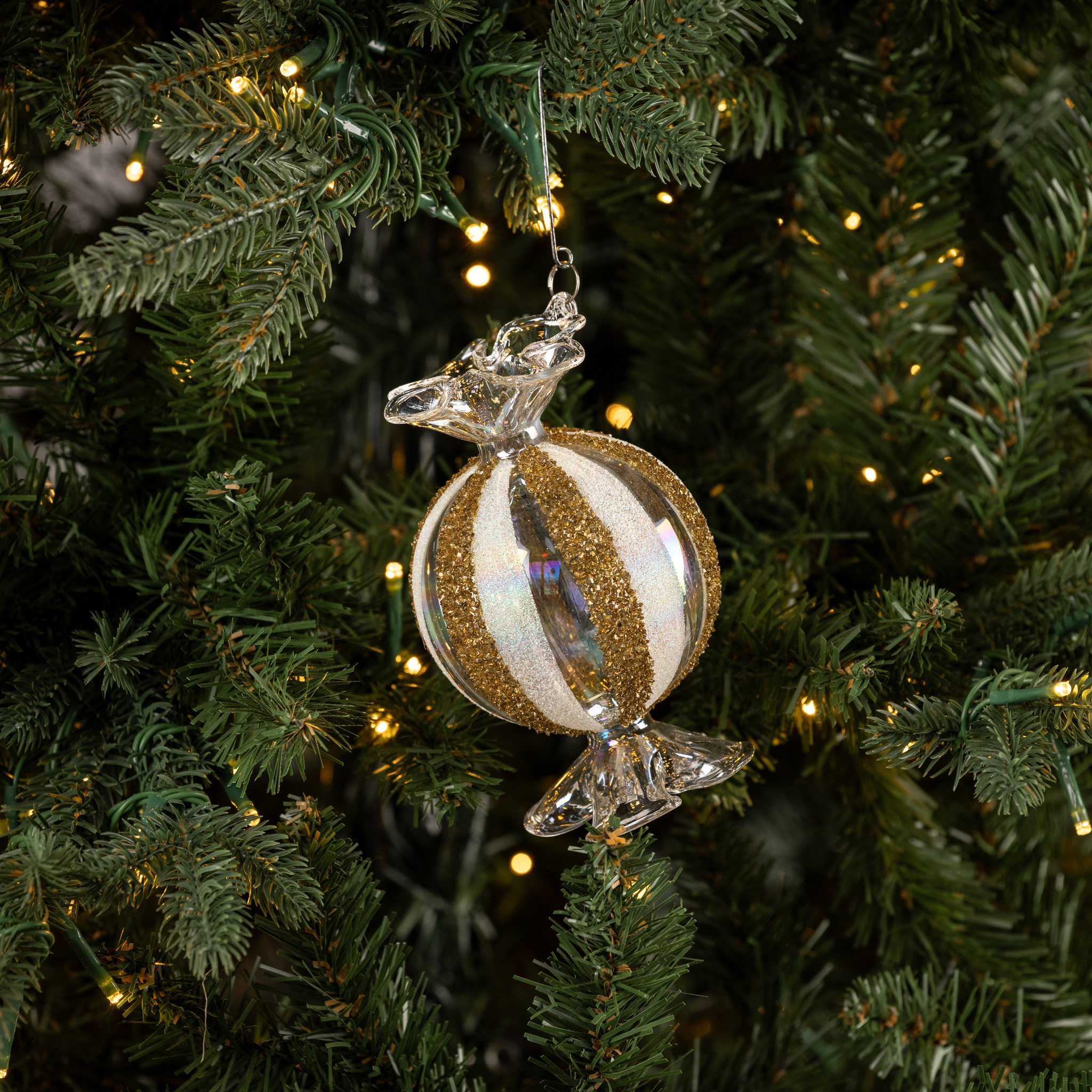 Round Gold Stripe Candy Ornament, 4.5", photo 2 of 3