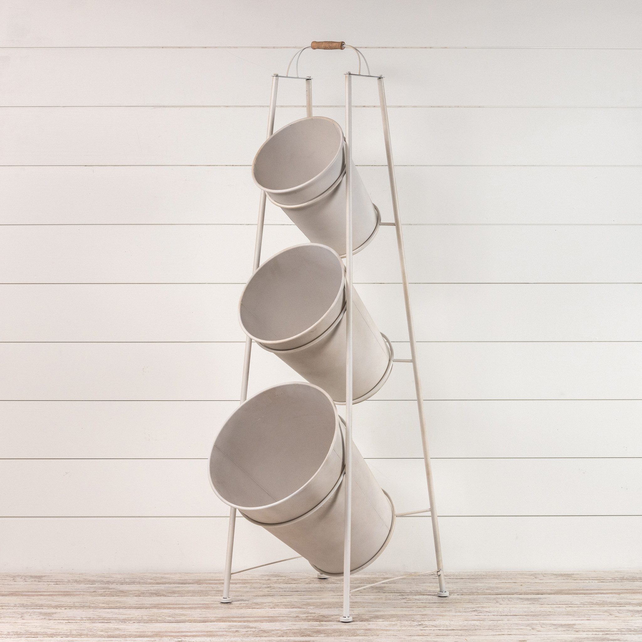 White Metal 3 Bucket Stand, photo 2 of 2