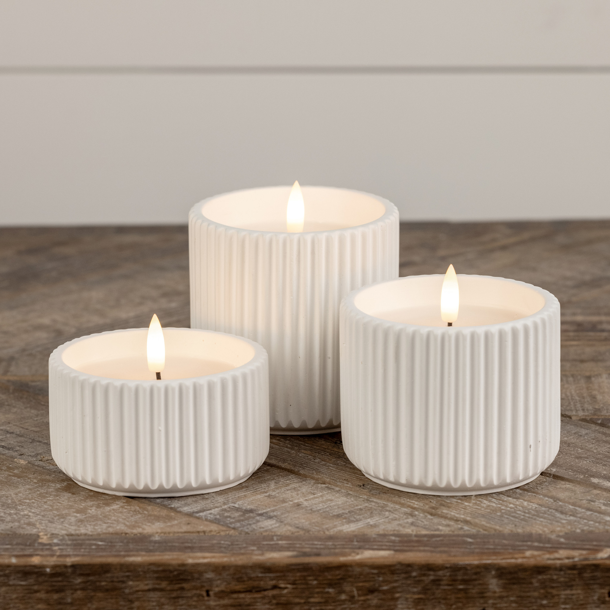 Flameless Ribbed Cement Candle, 2.25", photo 5 of 5