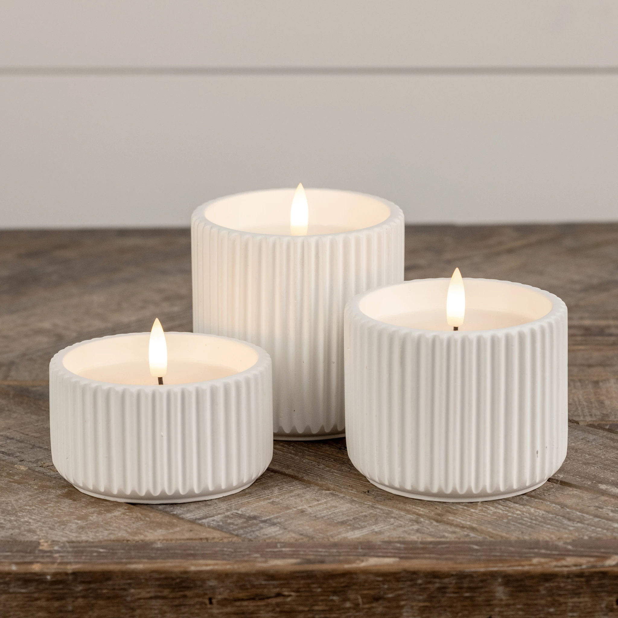Flameless Ribbed Cement Candle, 2.25", photo 5 of 5