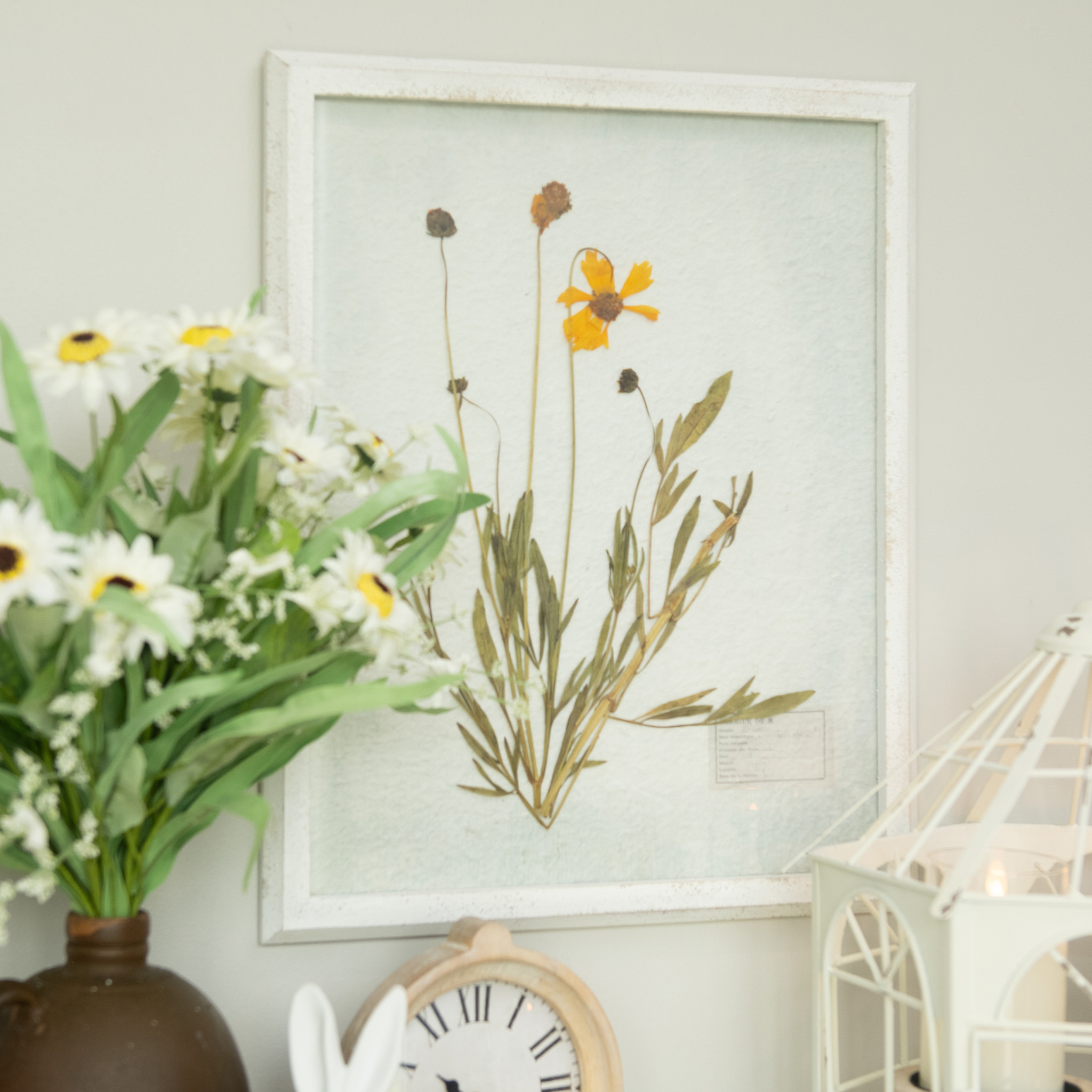 Pressed May Leaf with White Frame, 19.75"
