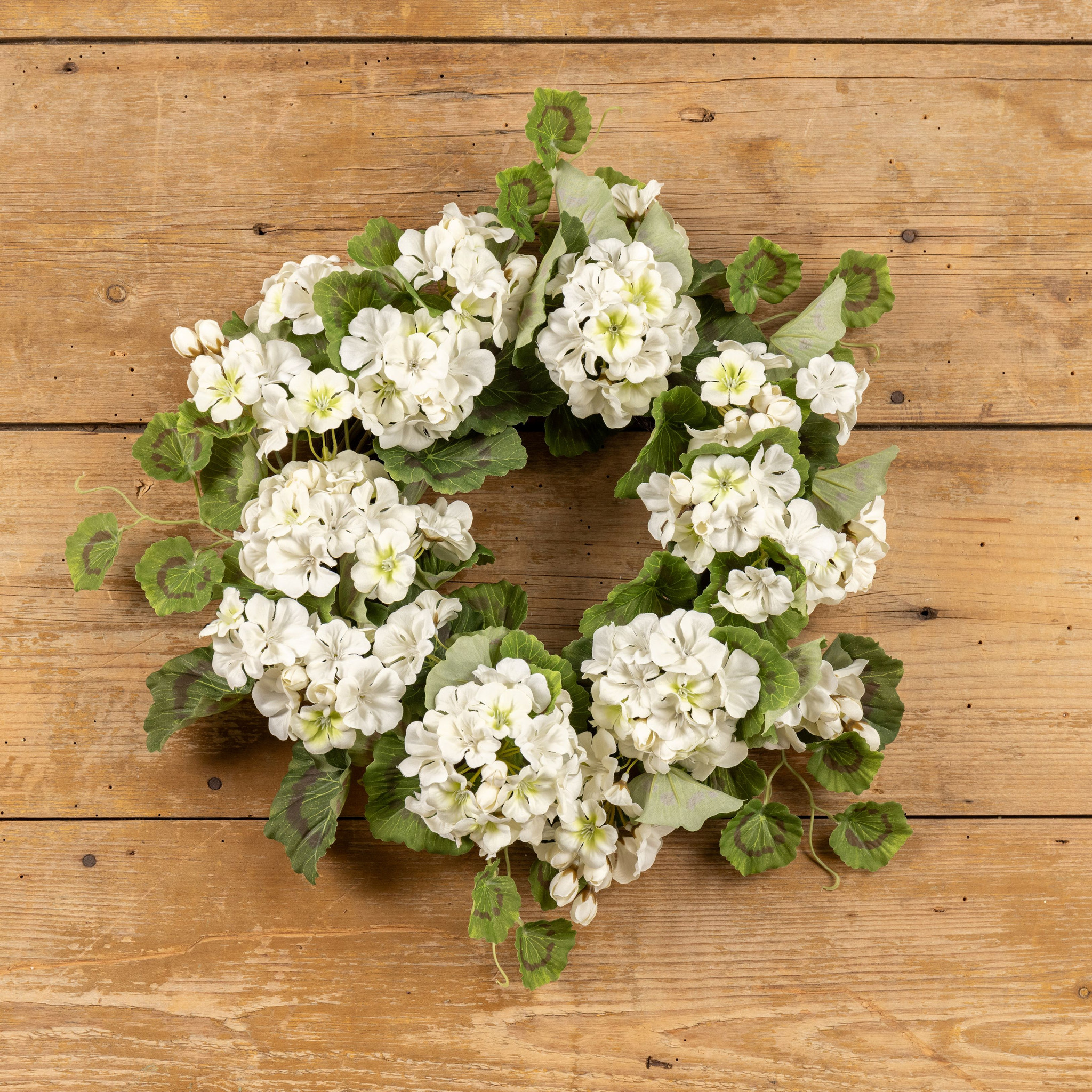 White Geranium Candle Ring, 15", photo 2 of 3