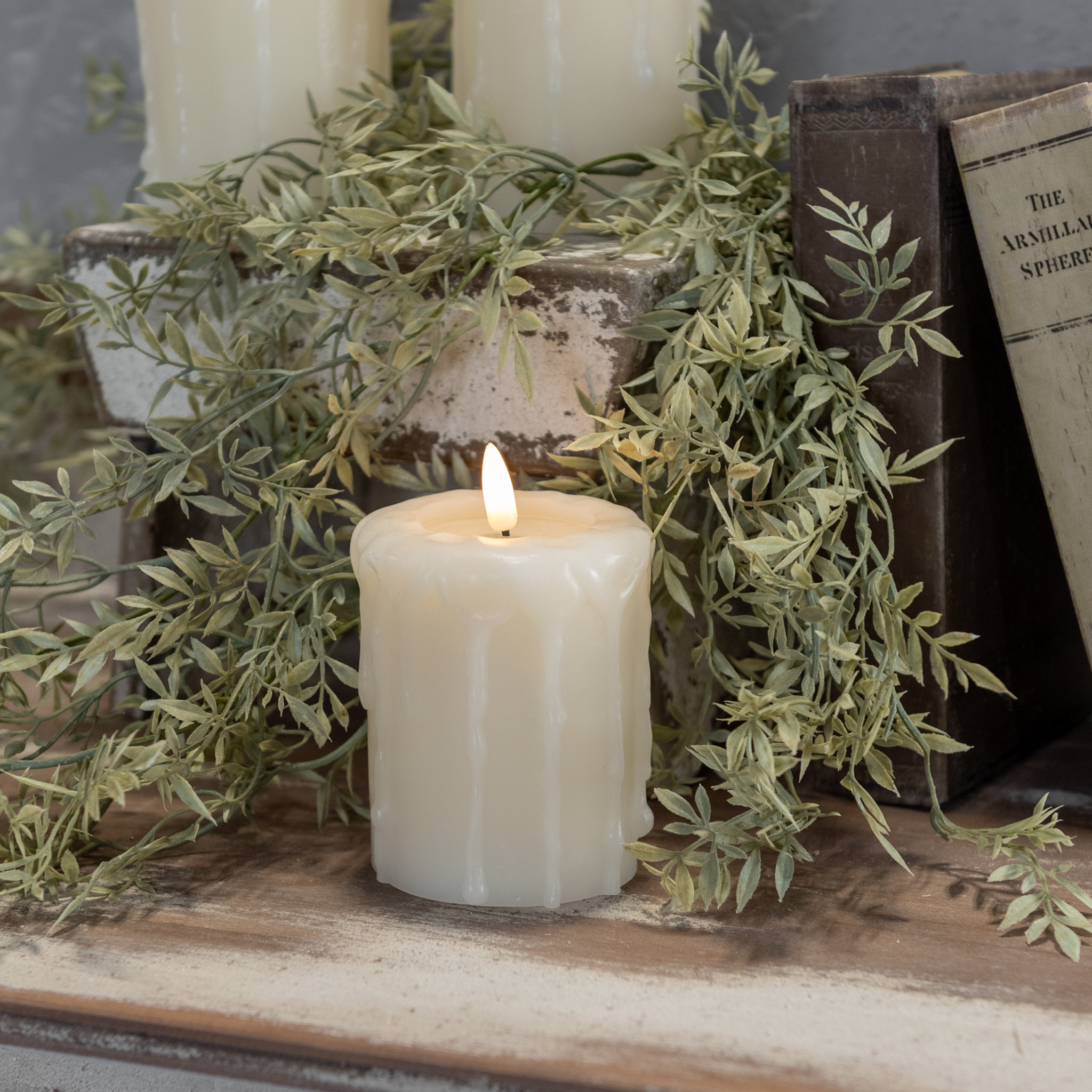 Flameless Cream Pillar Candle, 4", photo 2 of 3