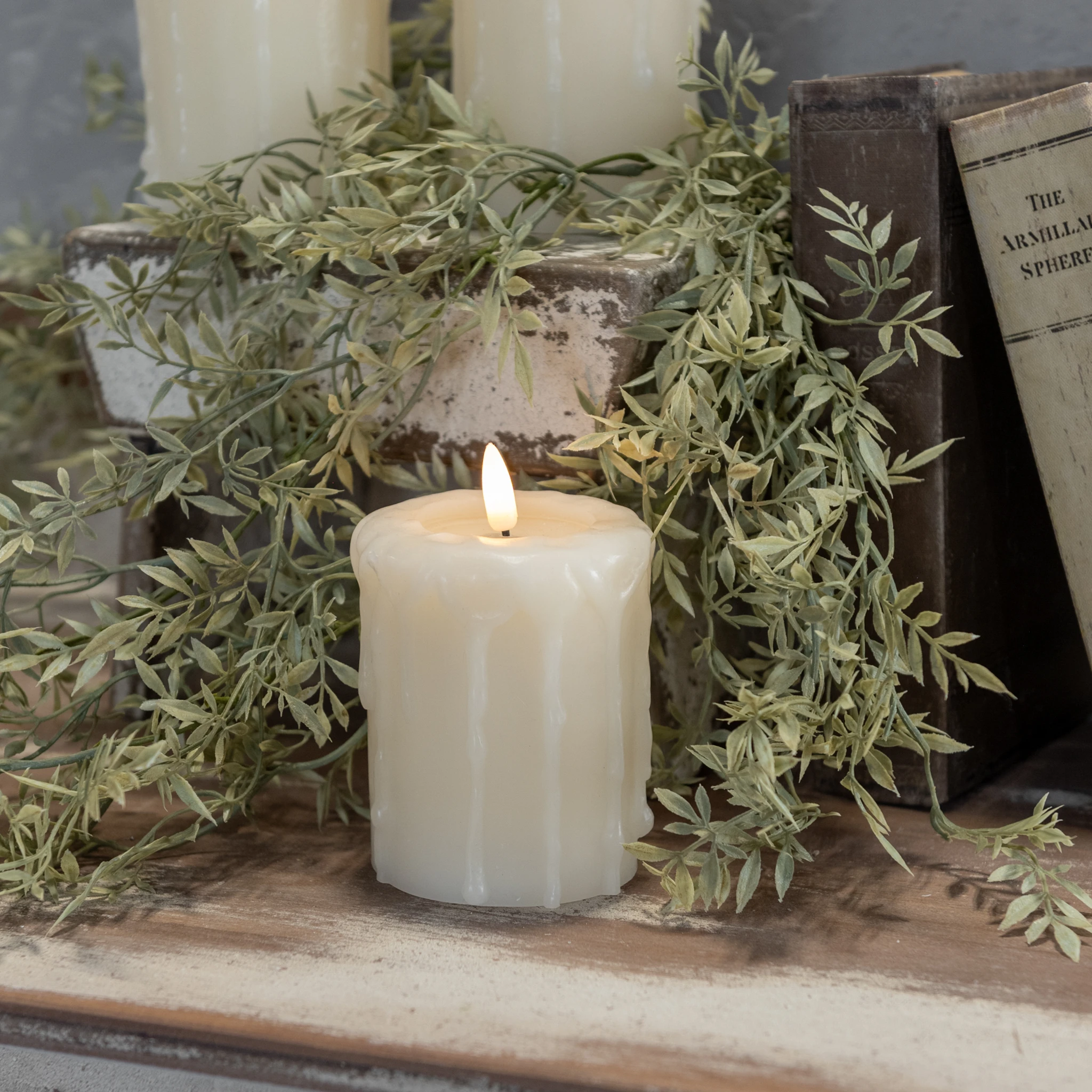 Flameless Cream Pillar Candle, 4", photo 2 of 3