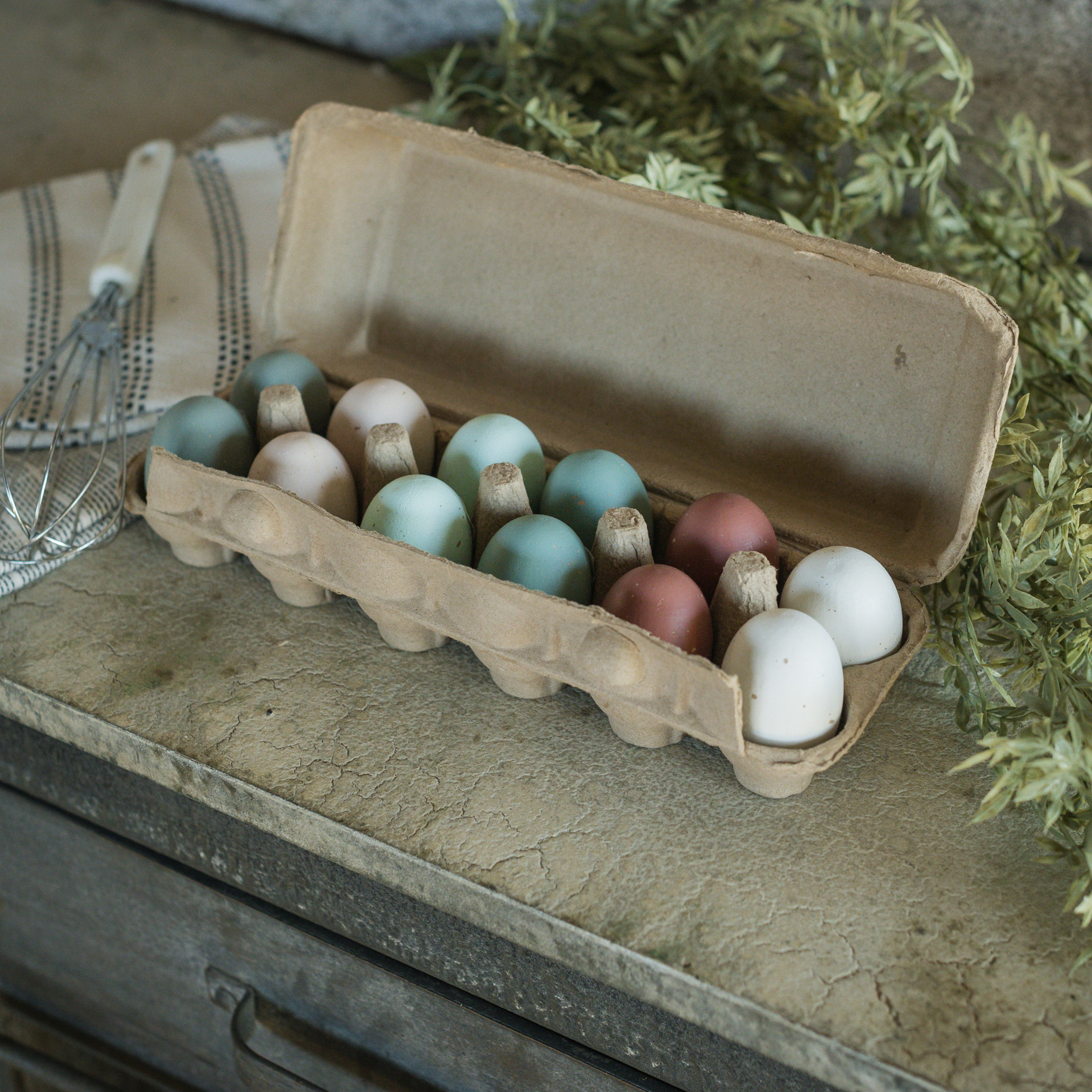 Dozen Painted Wooden Eggs