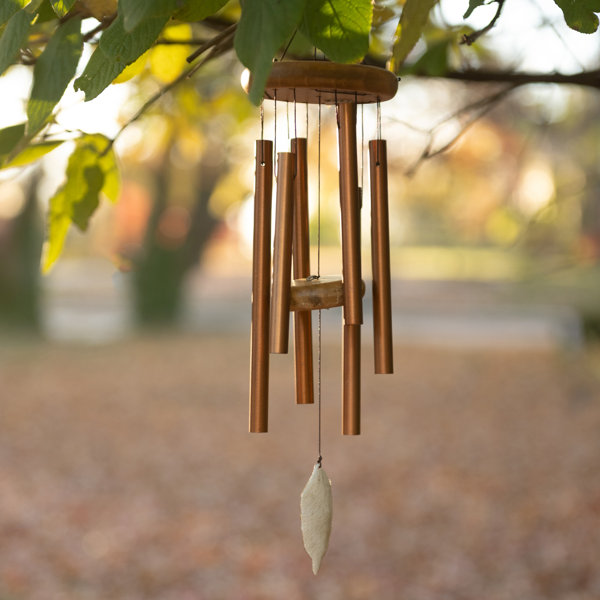 Bronze Wind Chime with Leaf