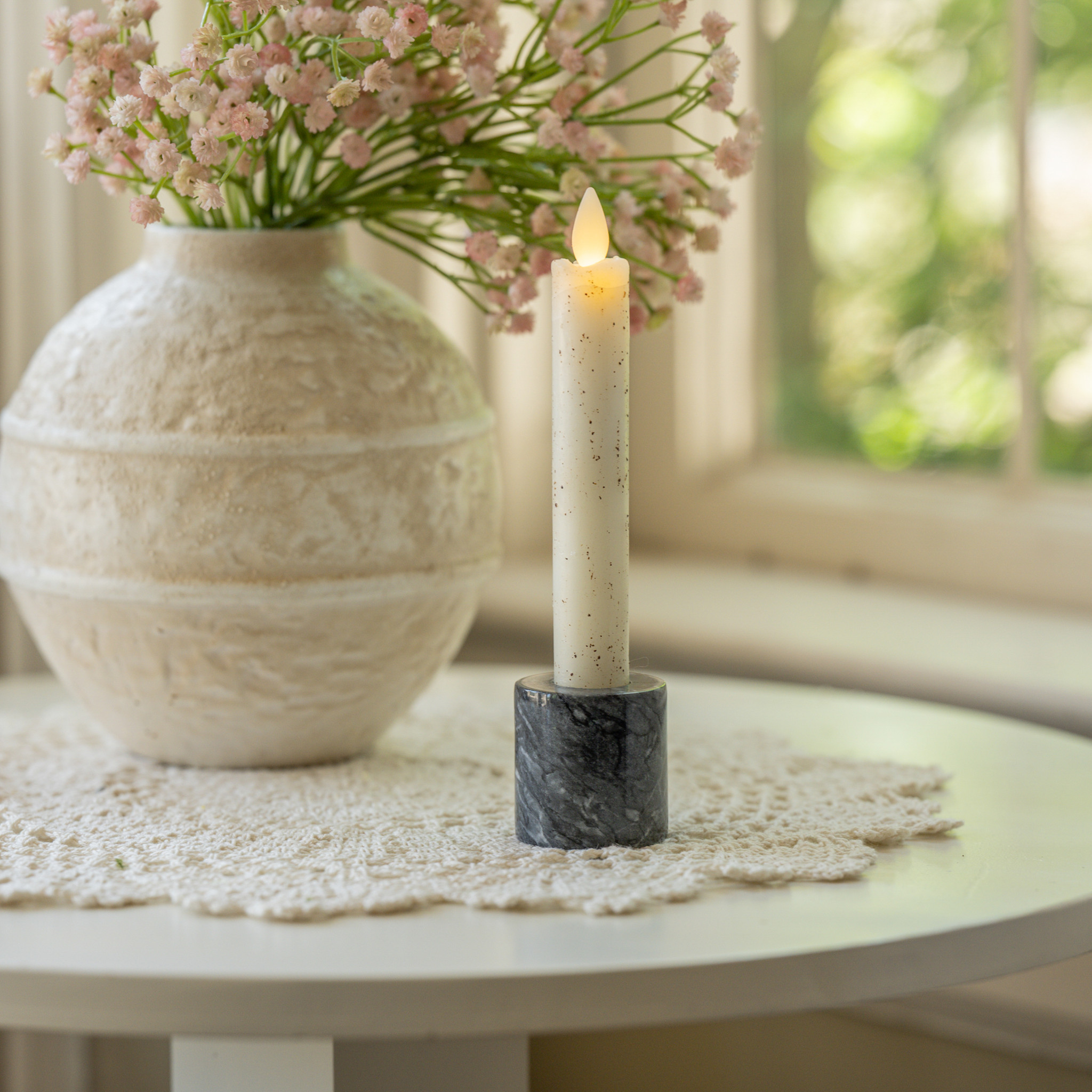 Black Marble Taper Candle Stand, 1.75"