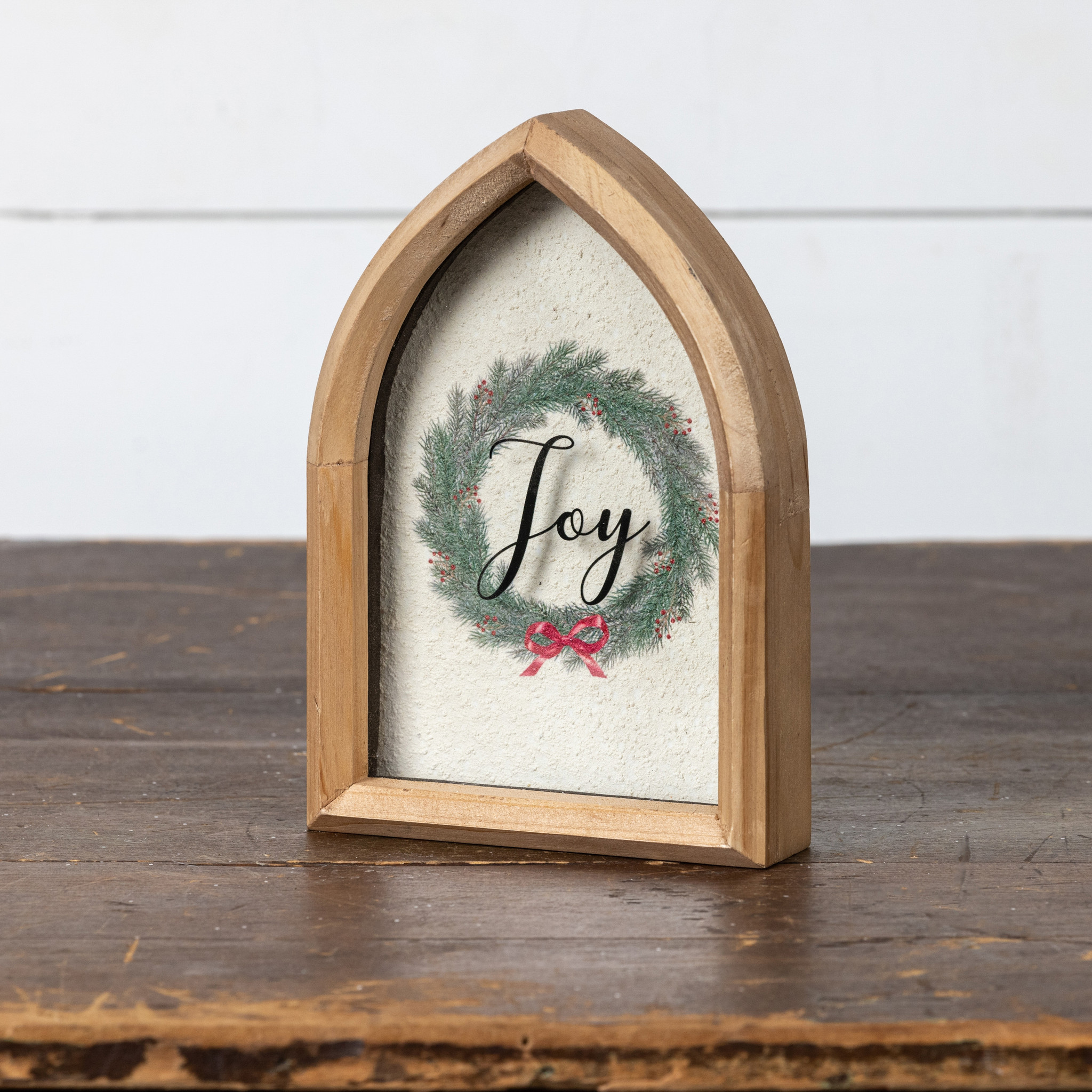 Joy Print in Pointed Arch Frame