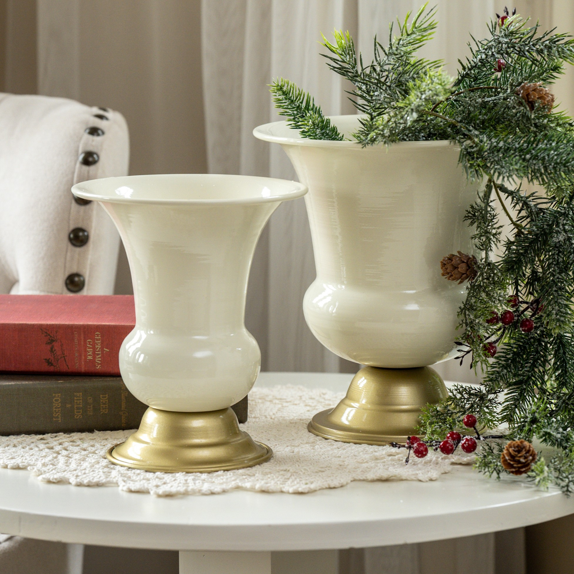 Gold & White Urn, 7.5", photo 3 of 6