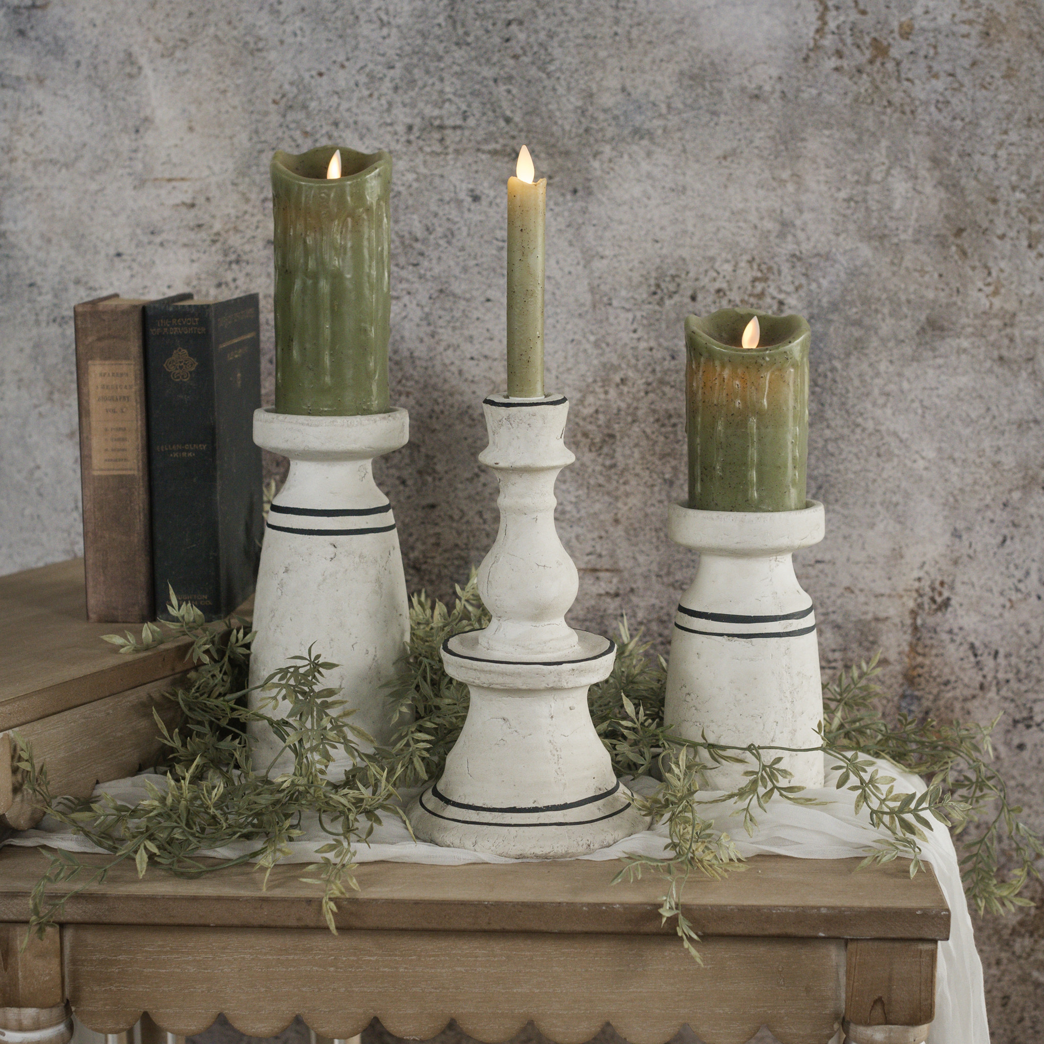 Black & White Pillar Candlestick, 9.5", photo 2 of 4