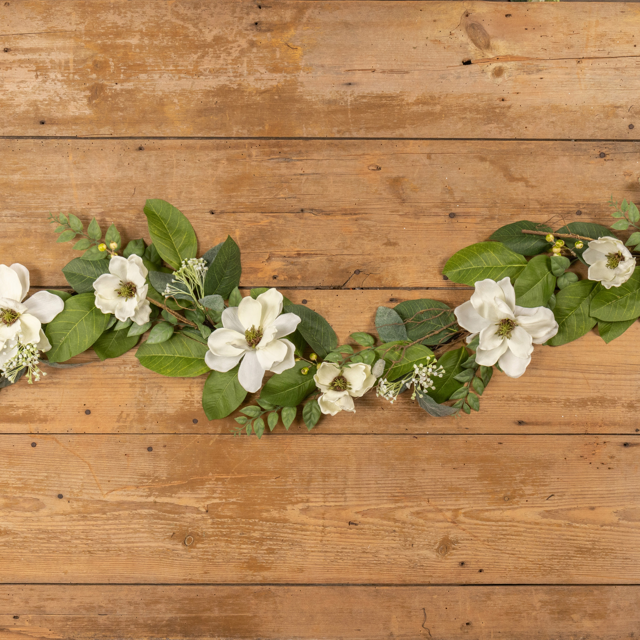 Cream Magnolia & Berry Garland, 6 ft