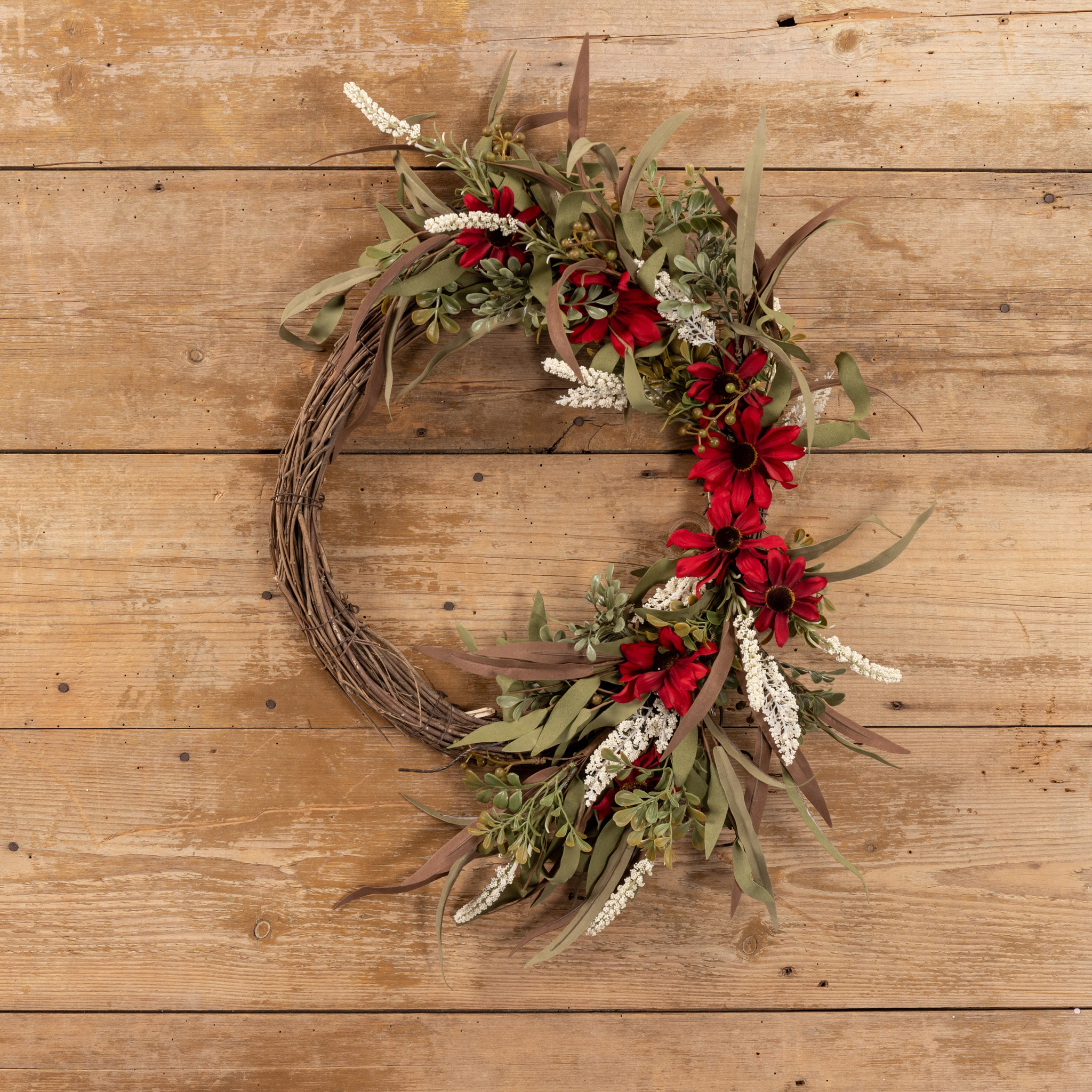 Red Mixed Black-Eyed Susan Wreath, 24", photo 3 of 4