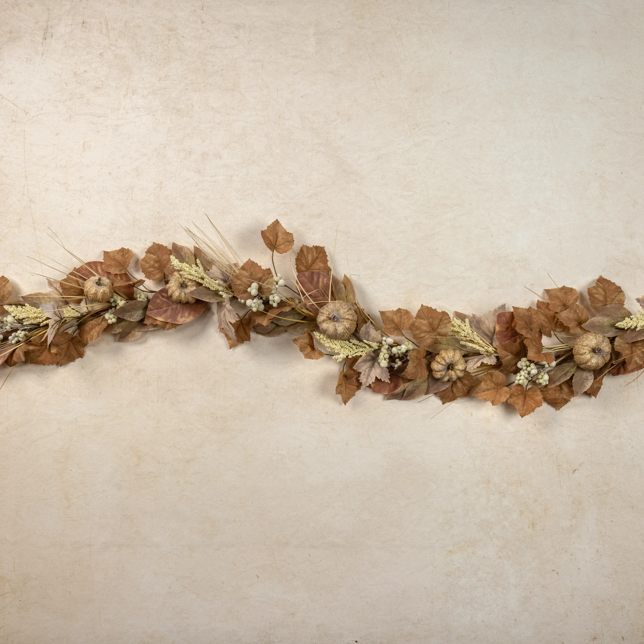 Beige Mixed Leaf & Pumpkin Garland, 6 ft, photo 2 of 4