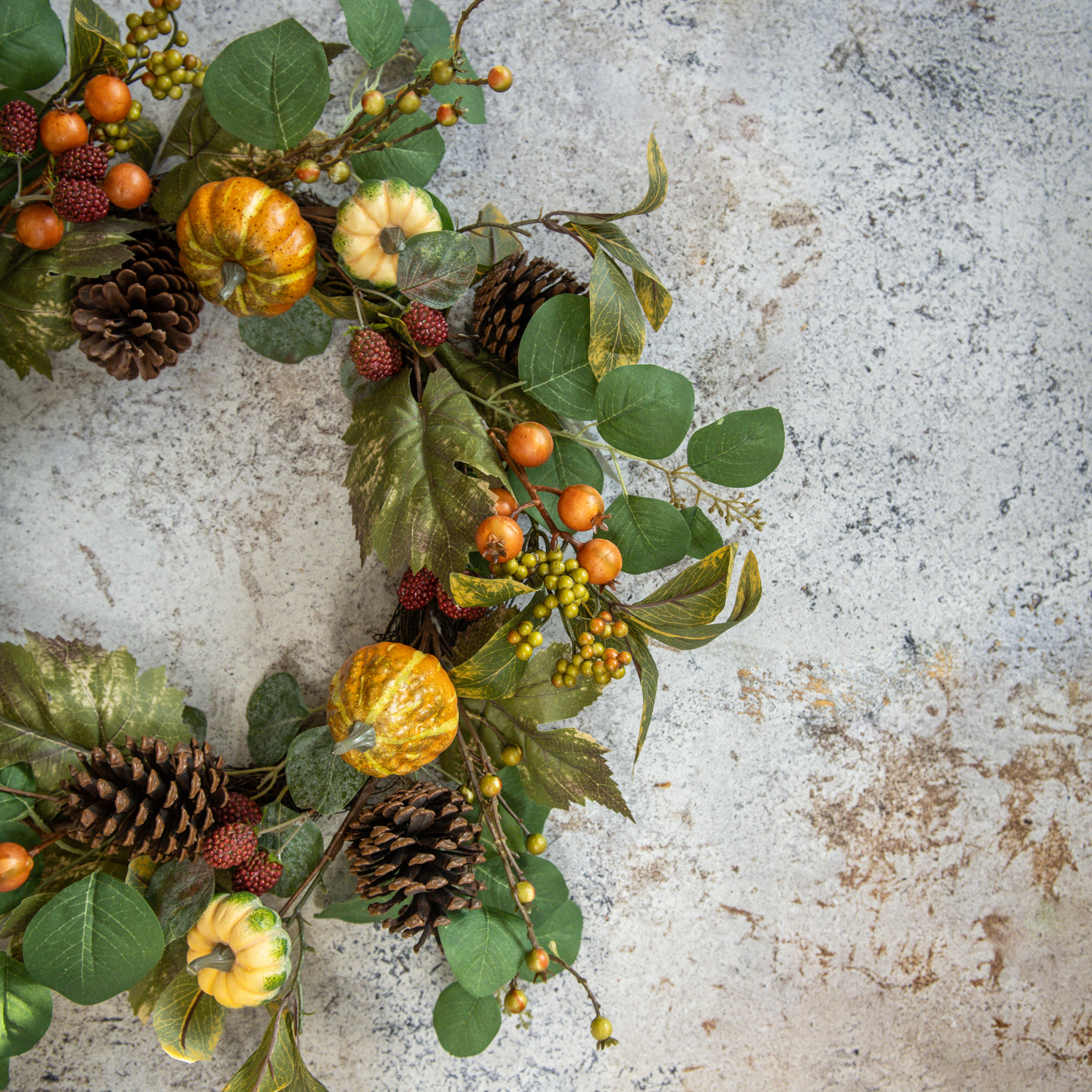 Mixed Gourd & Raspberry Wreath, 24"