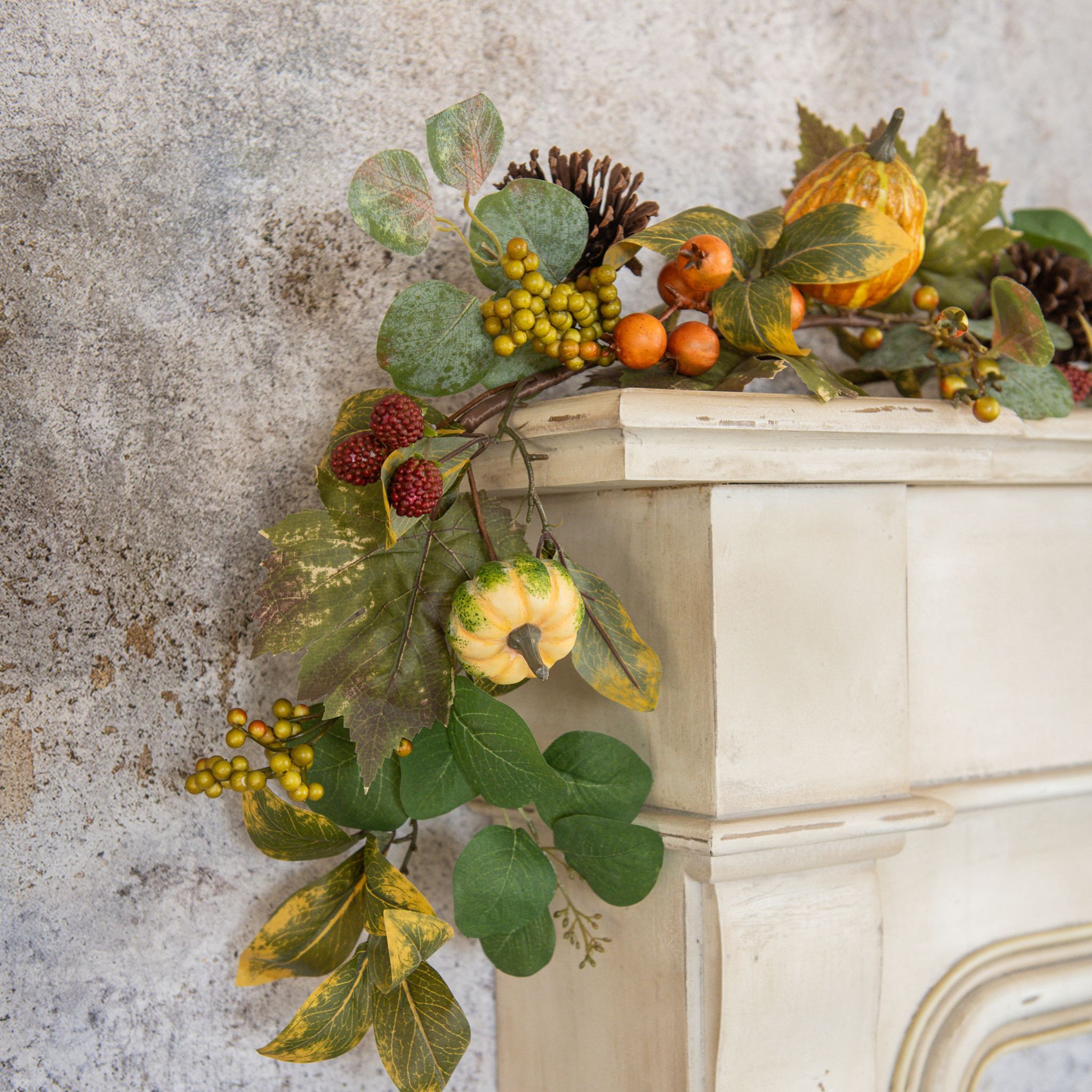 Mixed Gourd & Raspberry Garland, 6 ft