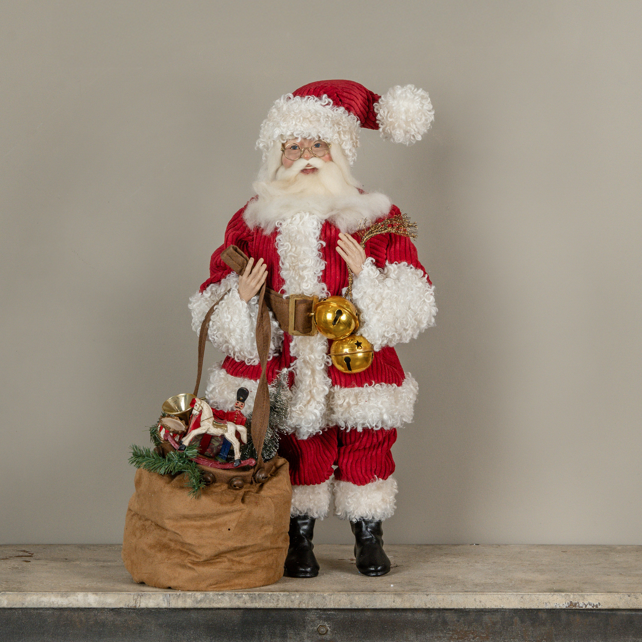 Santa with Red Corduroy Coat, 28"