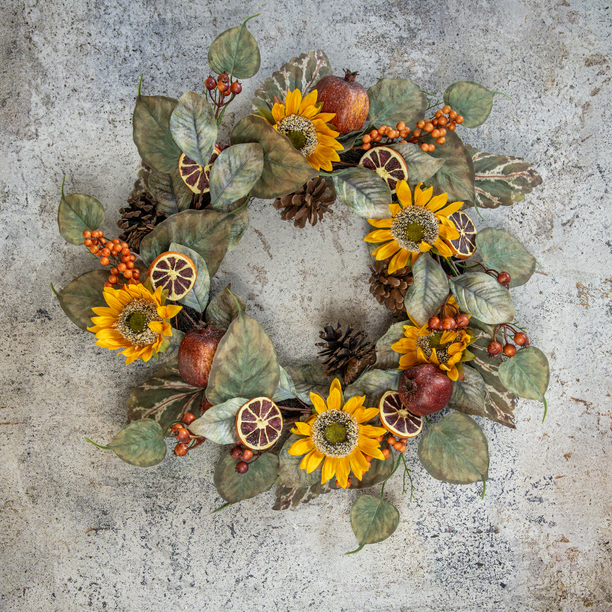 Orange Slice & Sunflower Wreath, 22", photo 3 of 4
