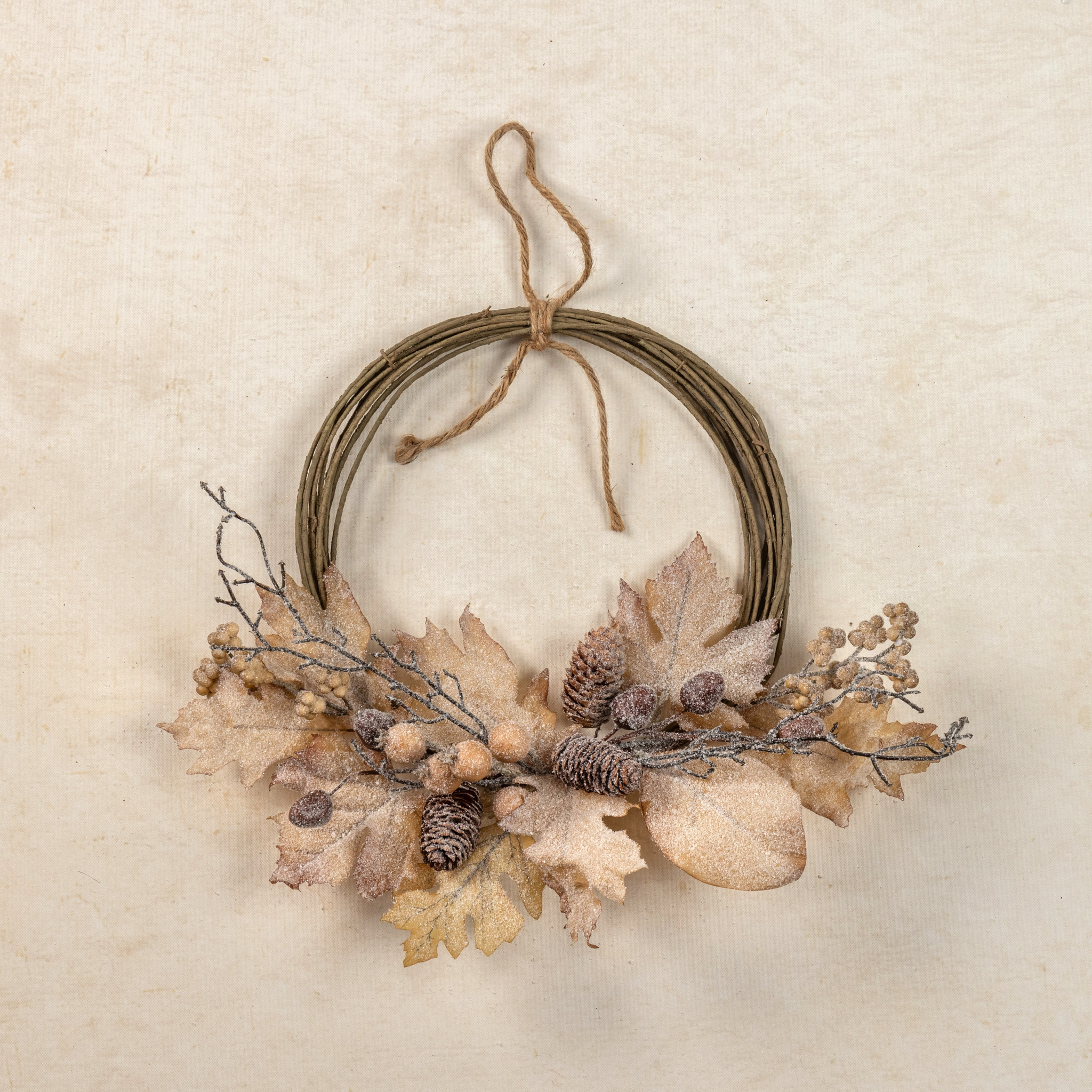 Frosted Woodland Leaf Wreath, 18"