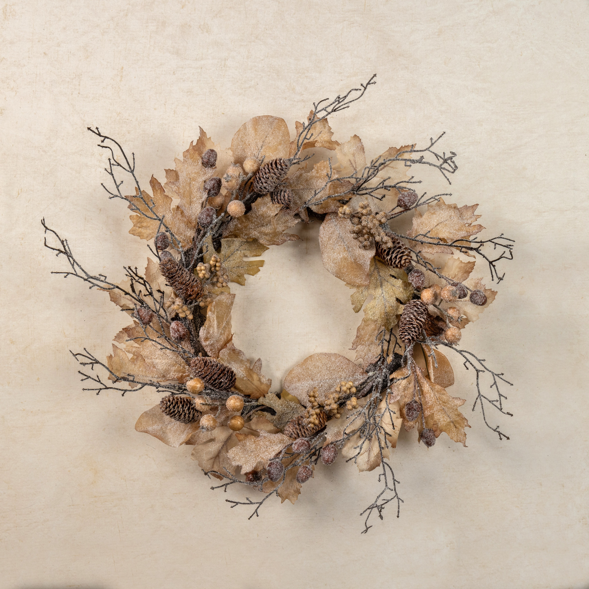 Frosted Woodland Leaf Wreath, 24", photo 2 of 3
