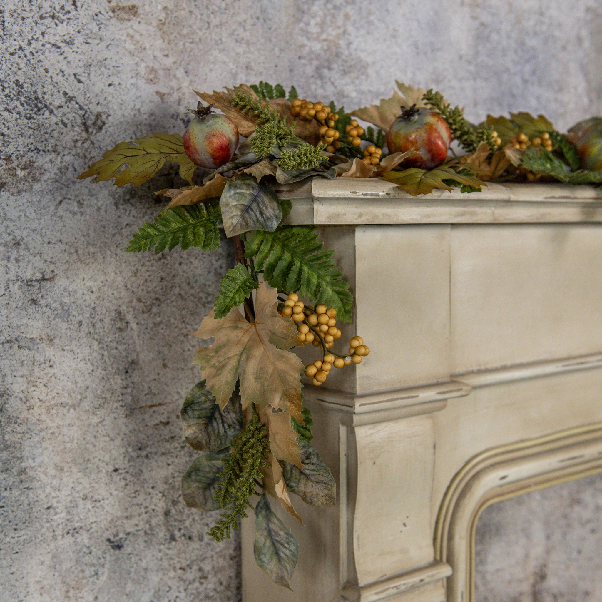 Pomegranate & Beige Berry Garland, 6 ft