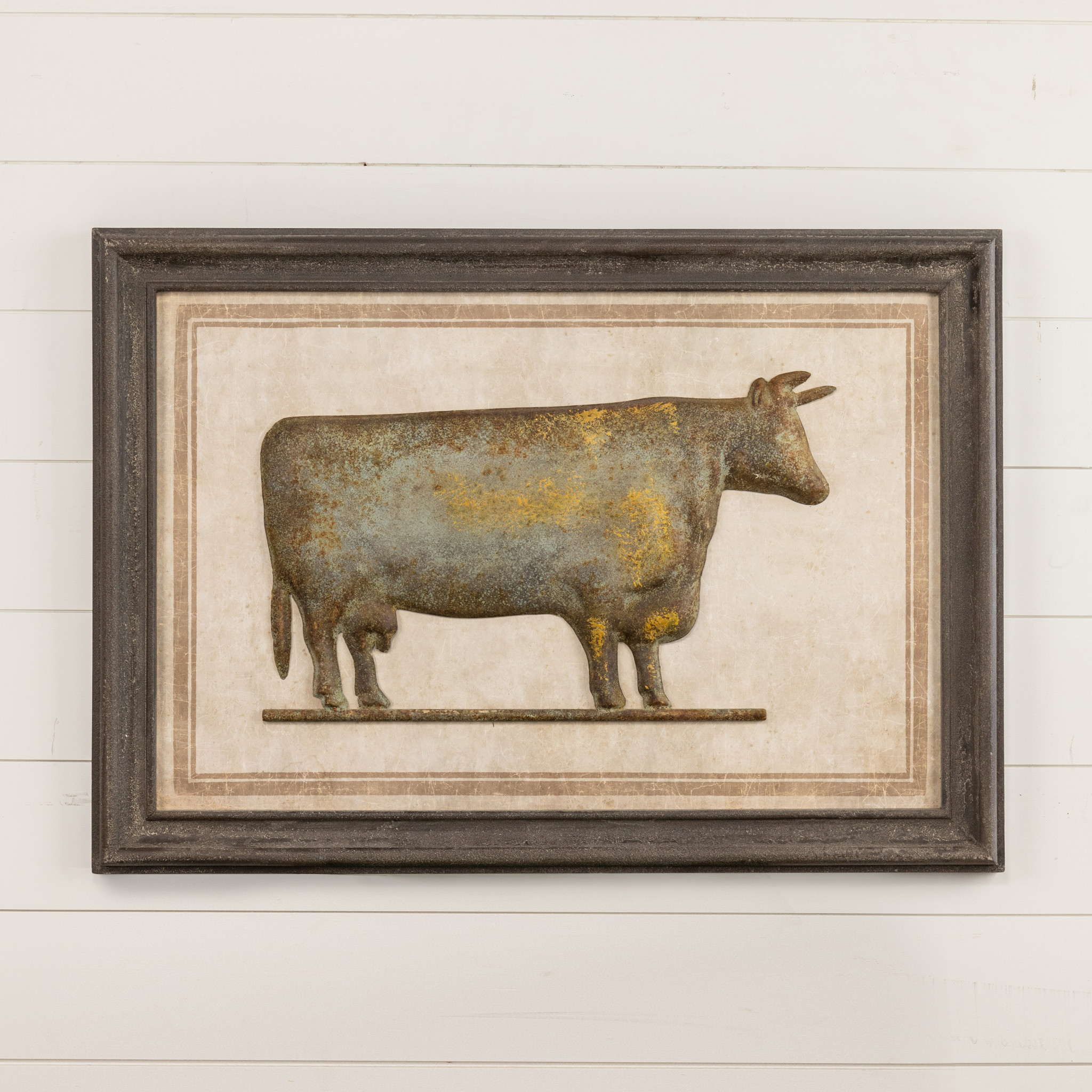 Framed Metal Cow, 40"