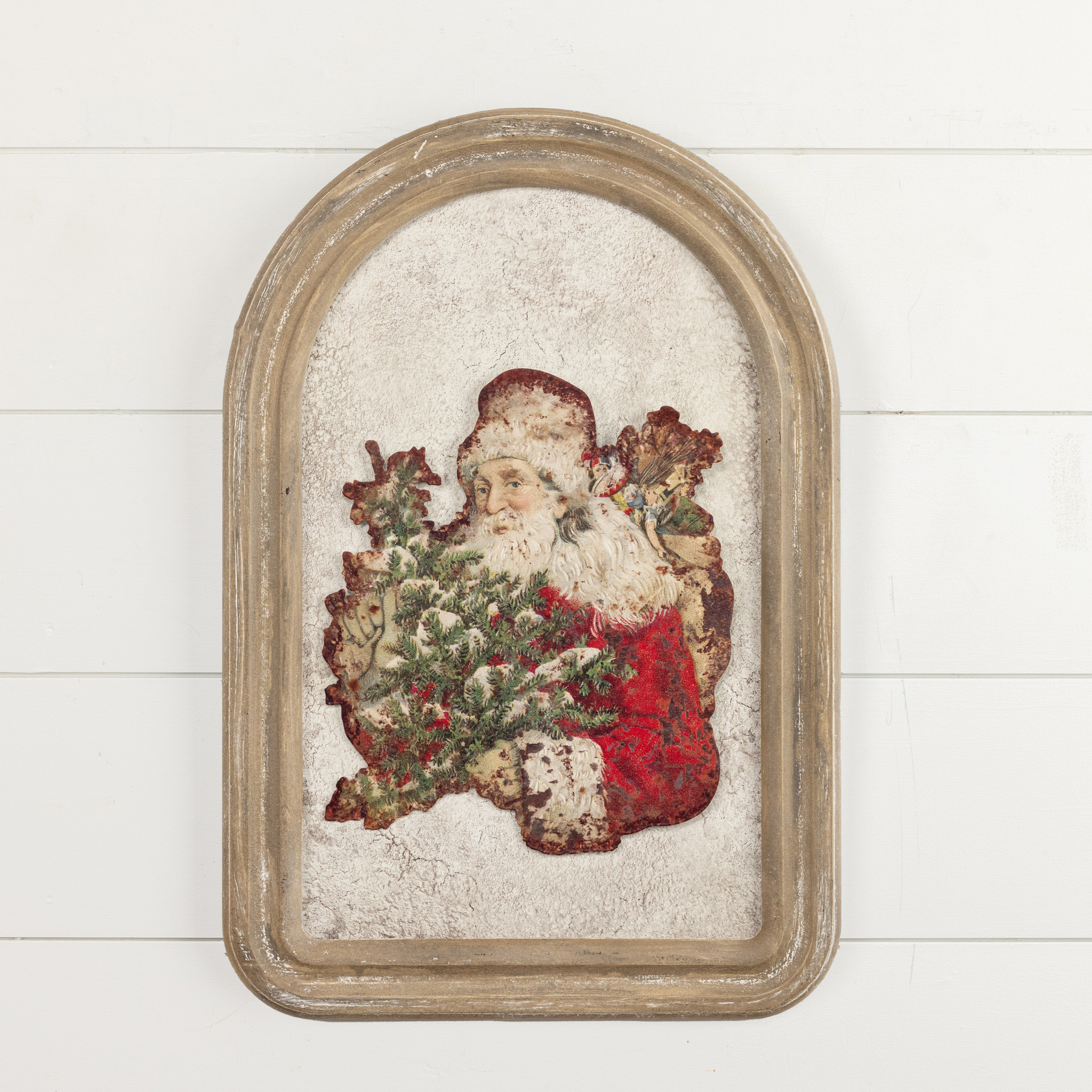 Santa with Tree Metal Wall Plaque, photo 2 of 3
