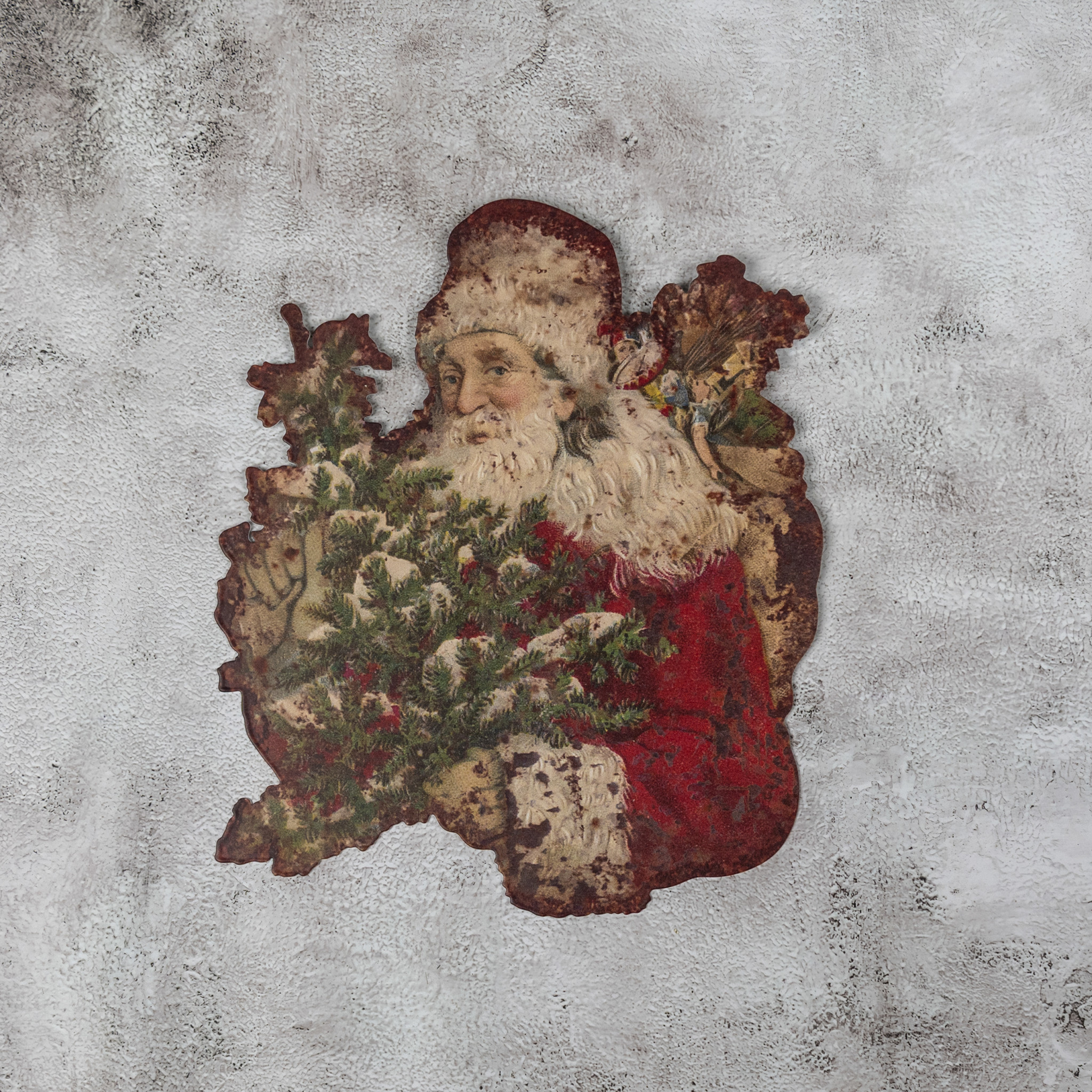 Santa with Tree Metal Wall Plaque, photo 3 of 3