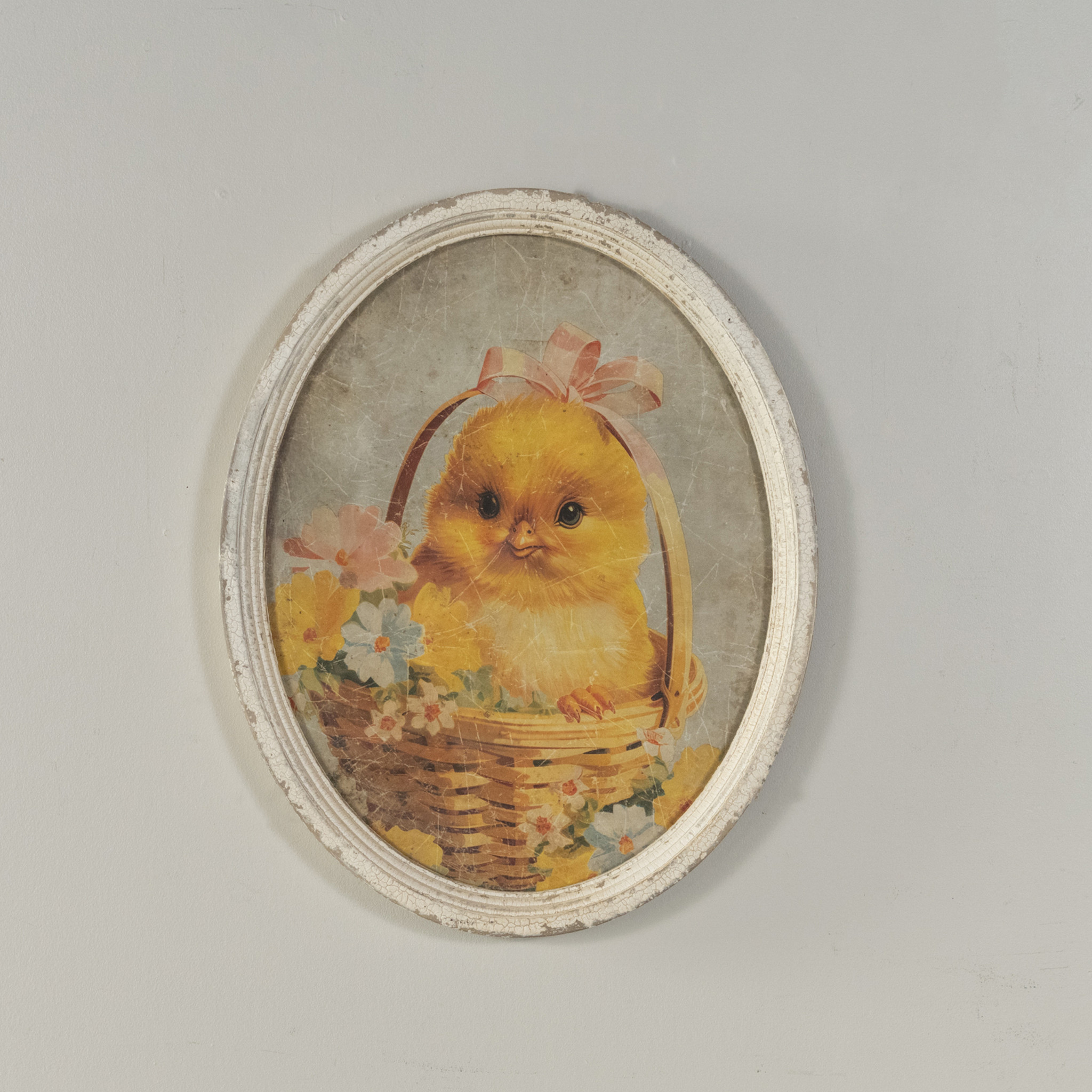 Oval Framed Chick in Basket with Flowers Print, photo 2 of 3
