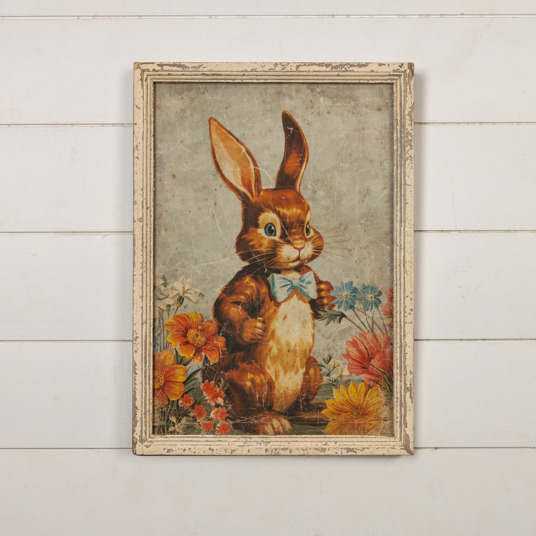 Framed Brown Bunny with Bow Tie Print