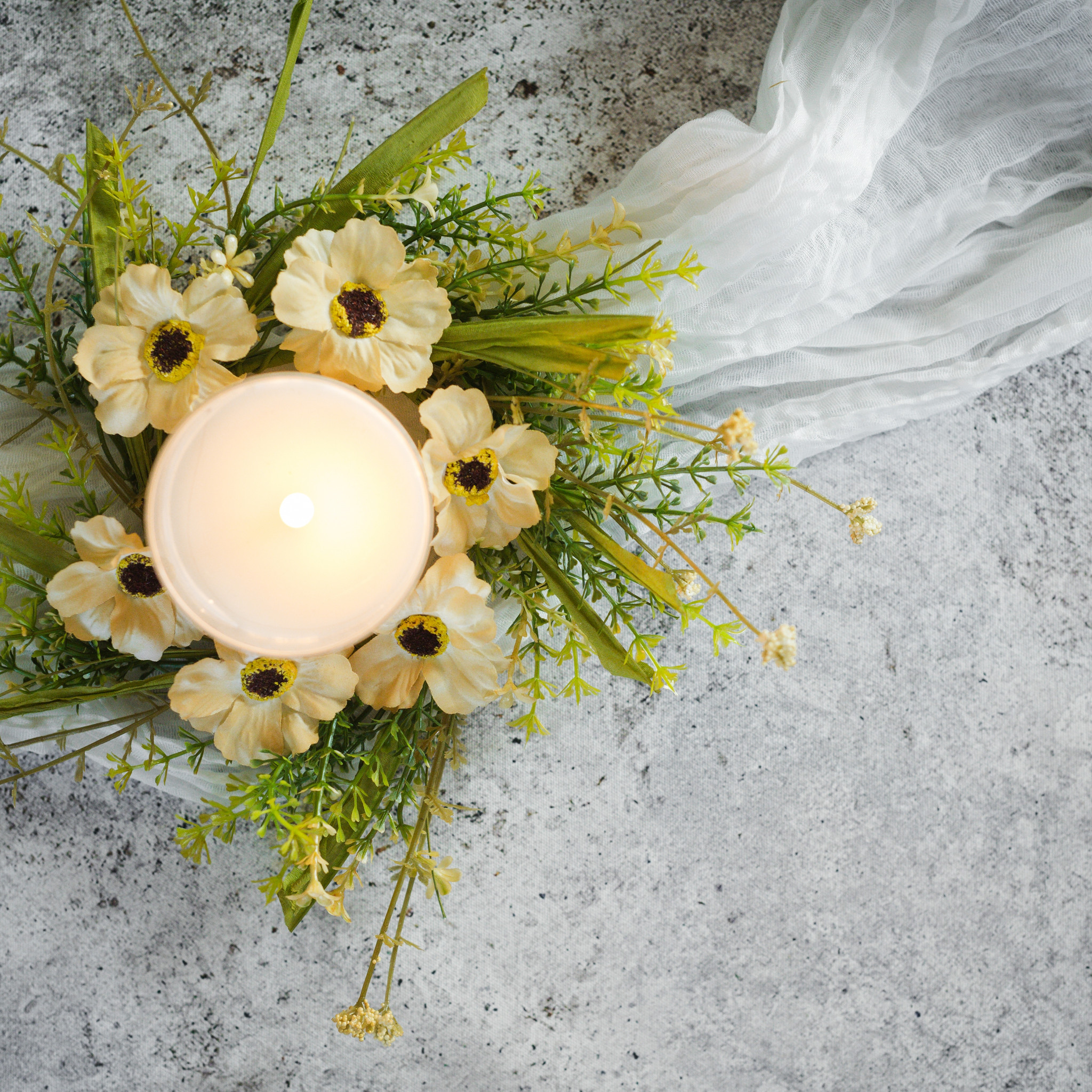 Orange Wildflower Candle Ring, 12"