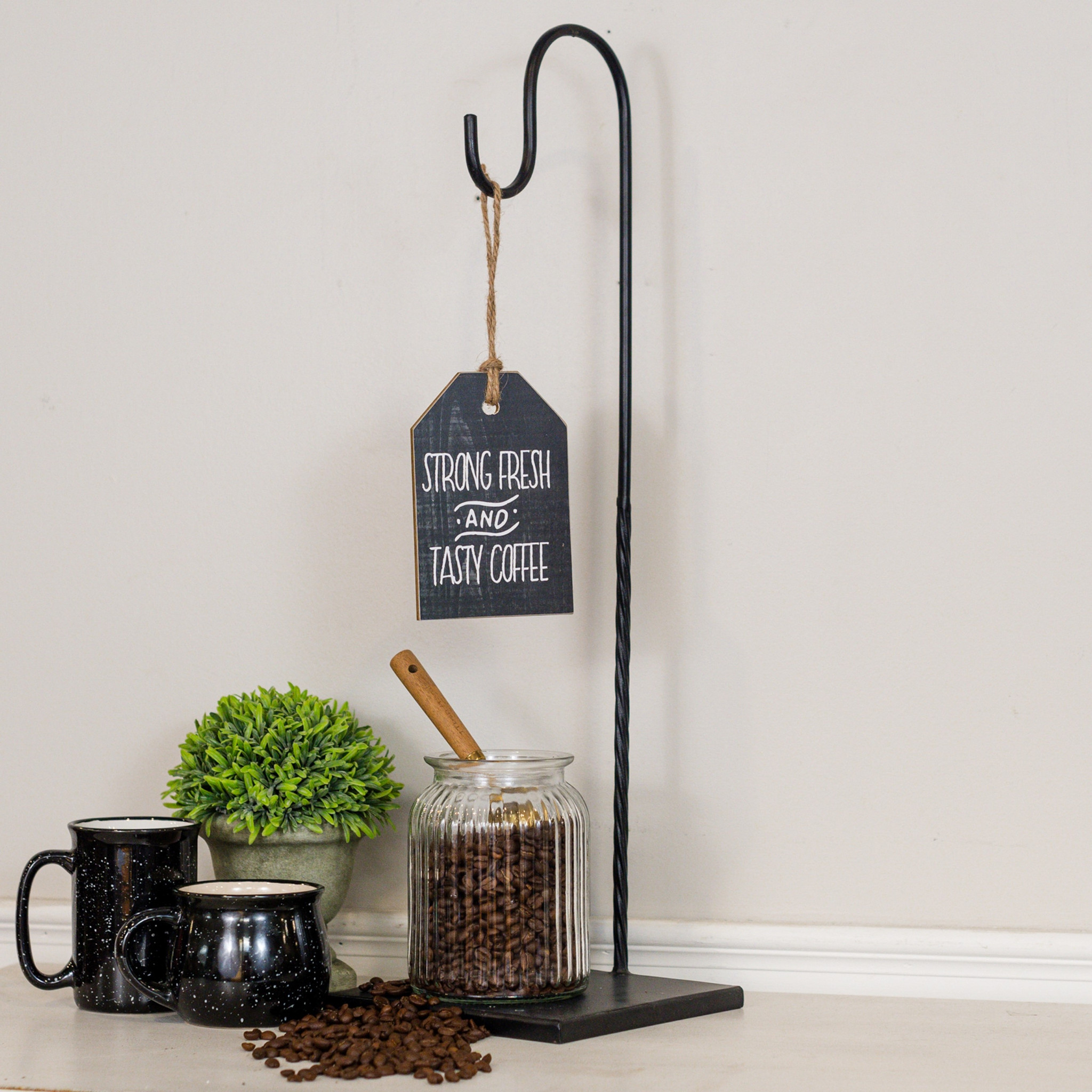 Black Metal Hook Stand, 24.25"