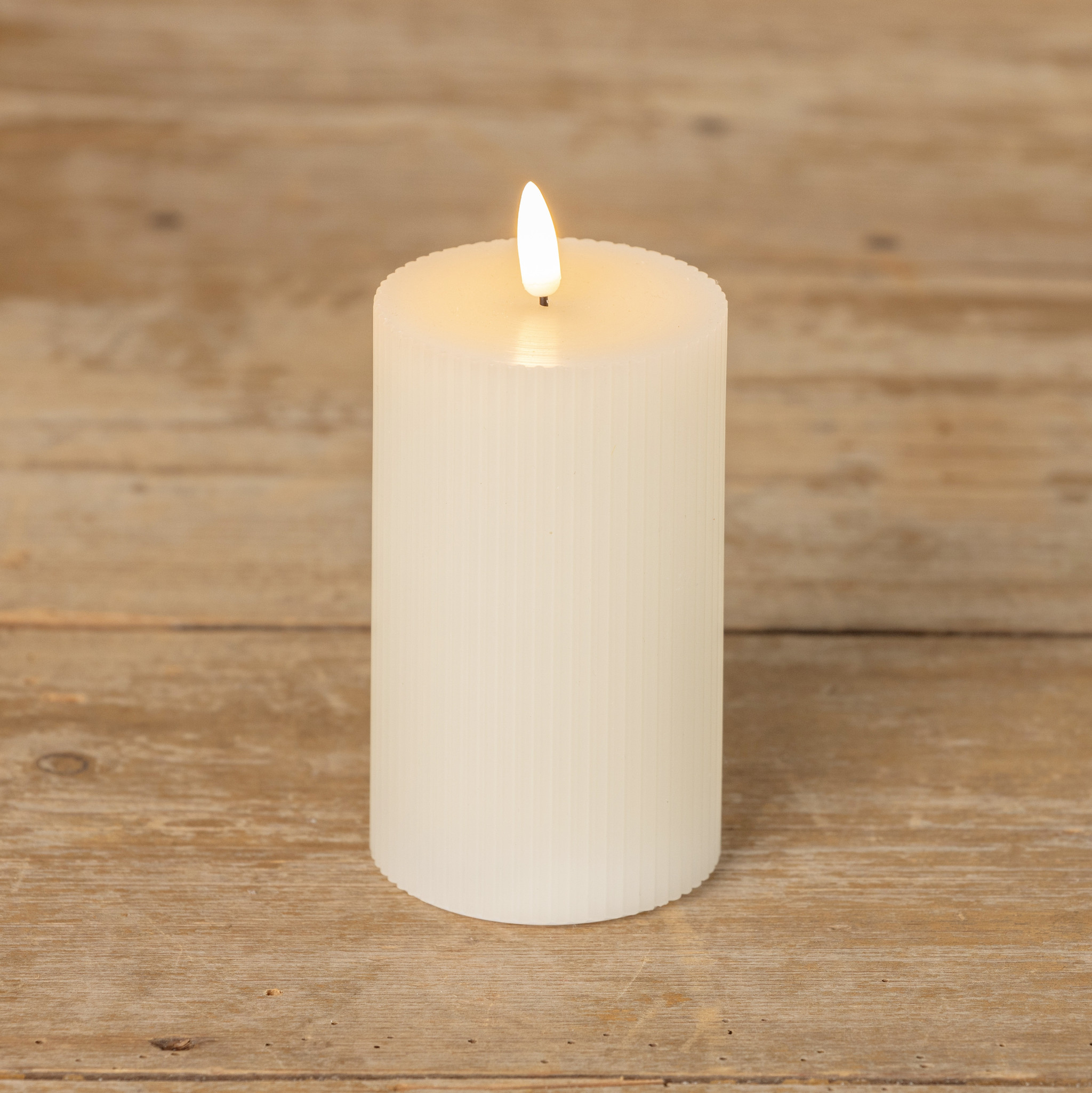 Flameless Cream Grooved Candle, 5", photo 4 of 4