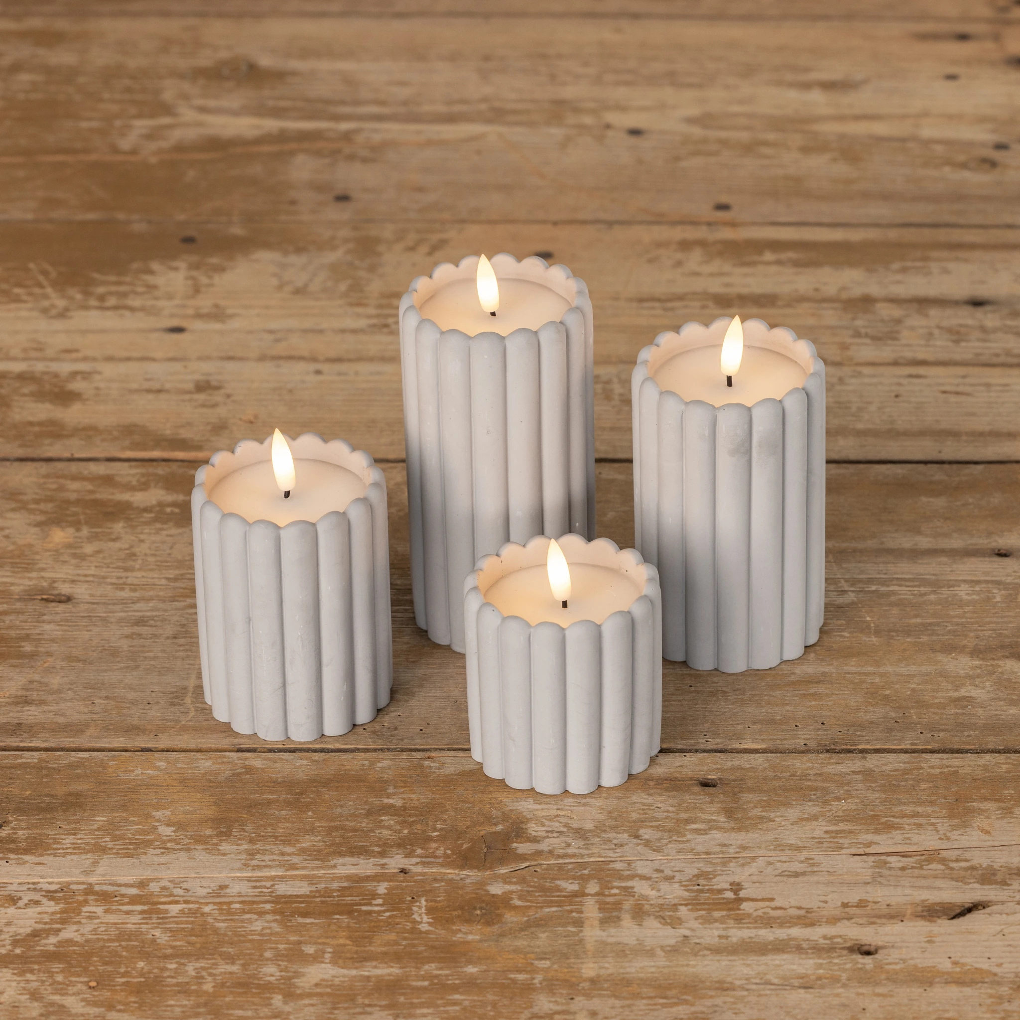 Flameless Grey Cement Column Candle, 5", photo 3 of 4