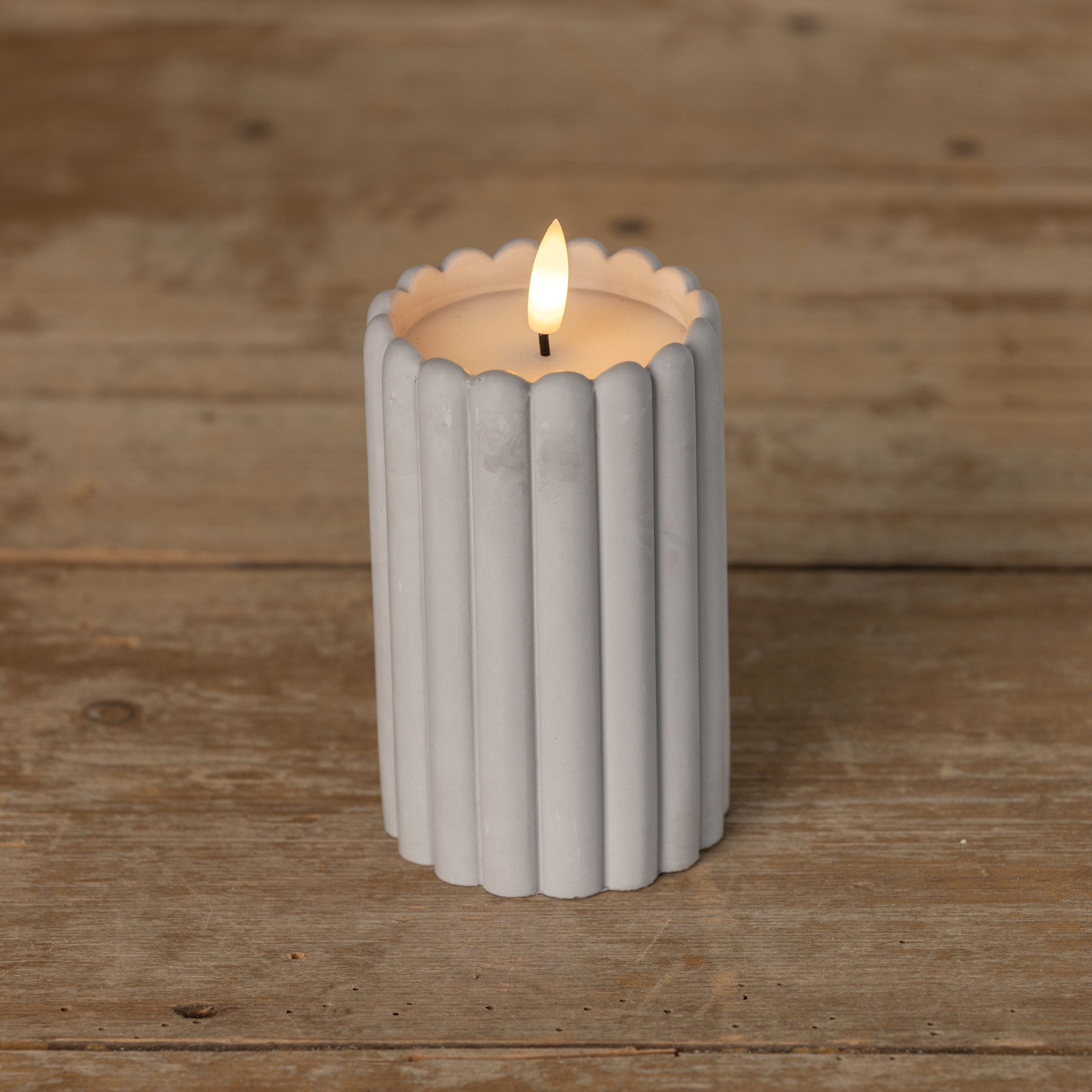 Flameless Grey Cement Column Candle, 5", photo 4 of 4