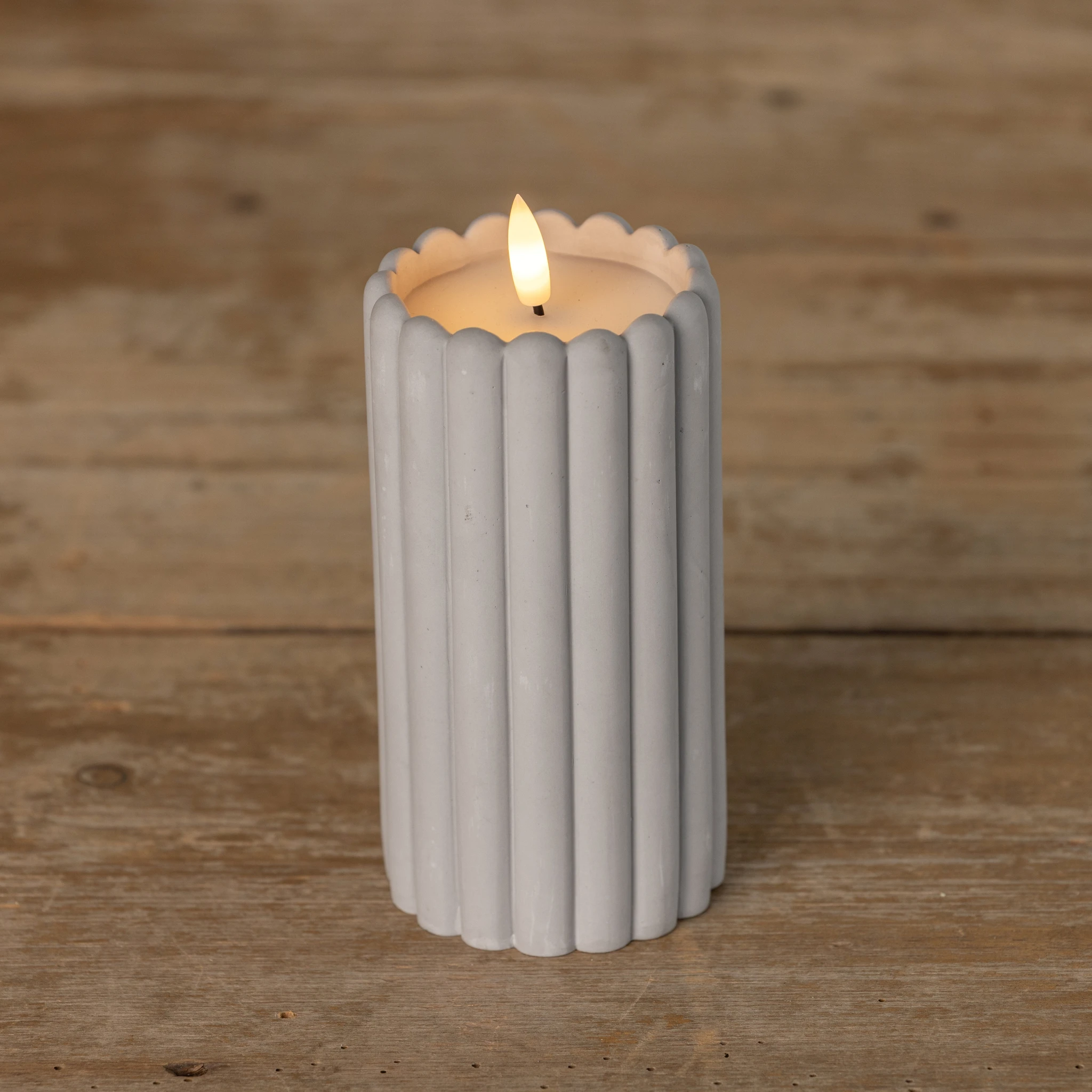 Flameless Grey Cement Column Candle, 6", photo 4 of 4