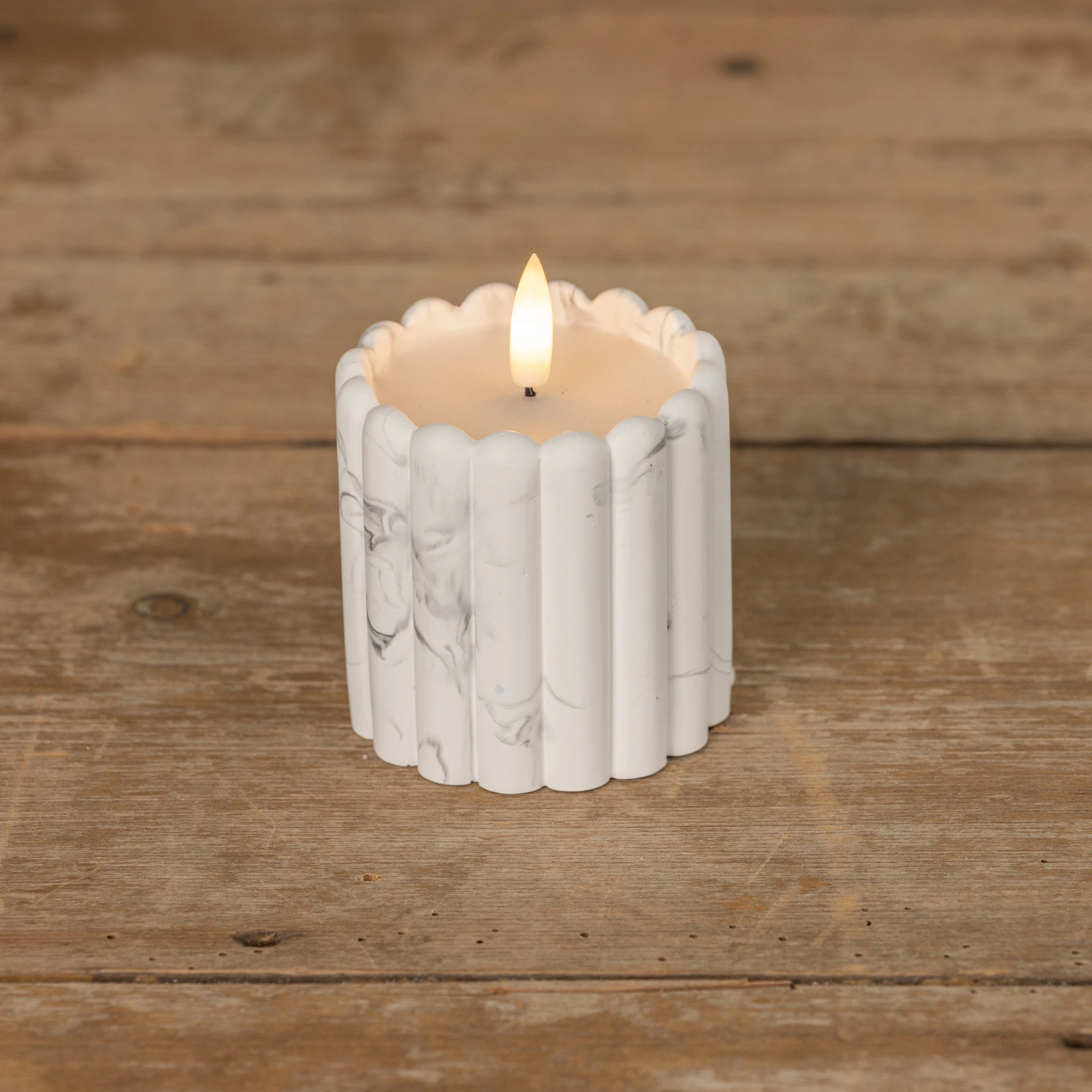 Flameless Marble Cement Column Candle, 3", photo 4 of 4