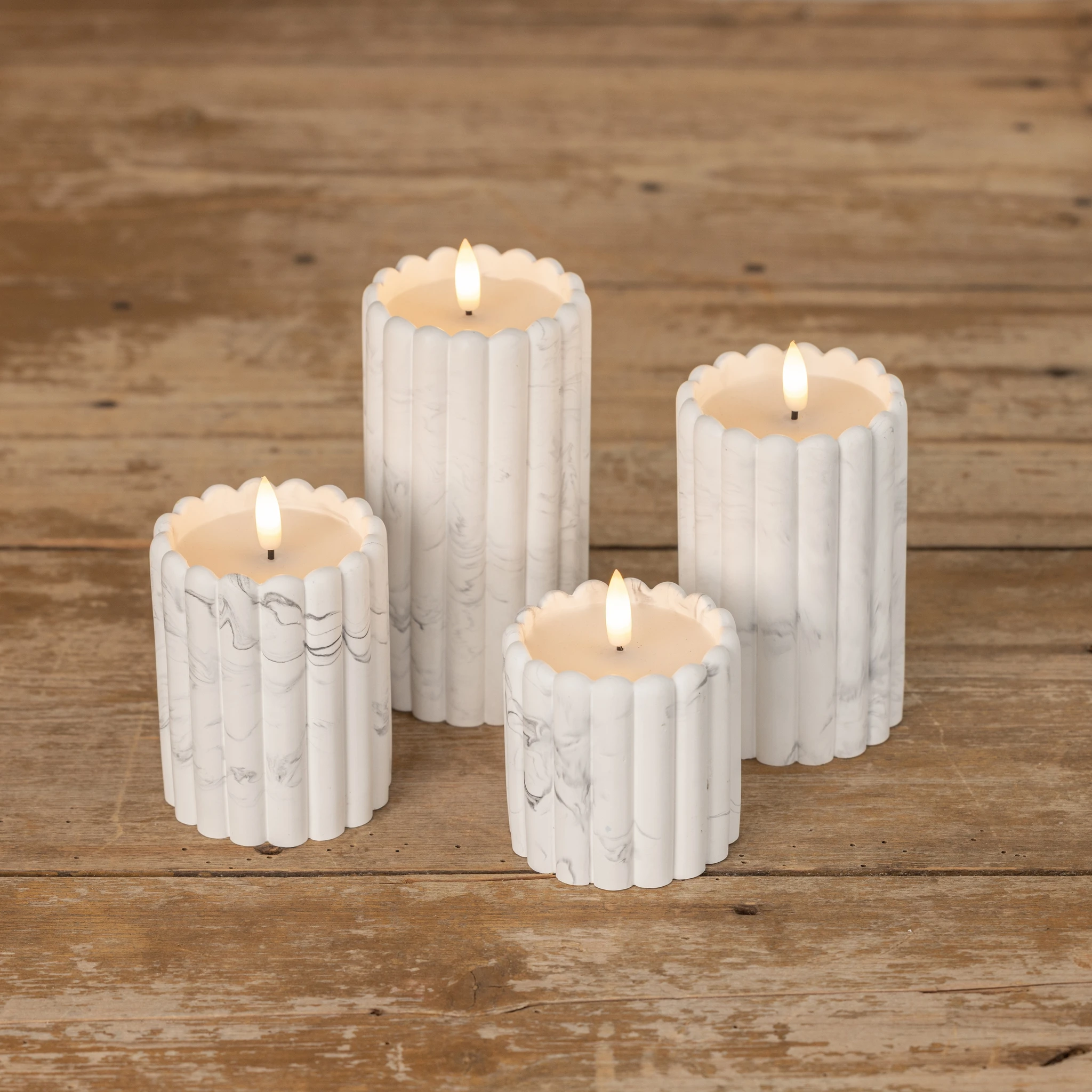 Flameless Marble Cement Column Candle, 4", photo 3 of 4