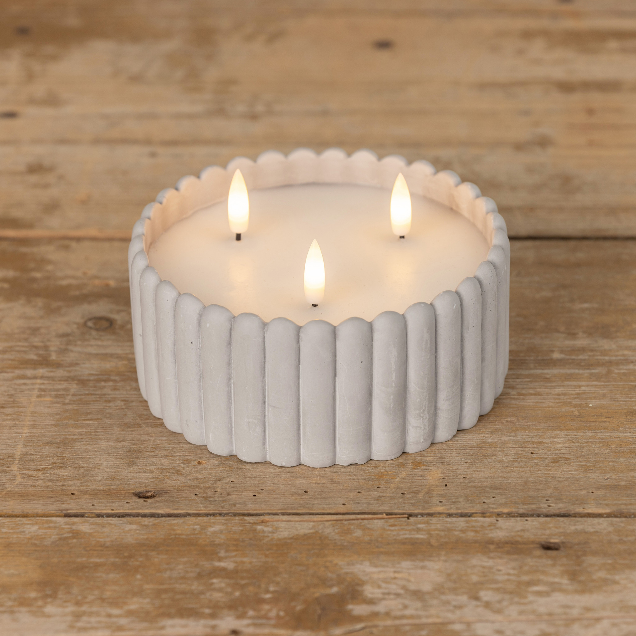 Flameless Grey Cement 3-Wick Candle