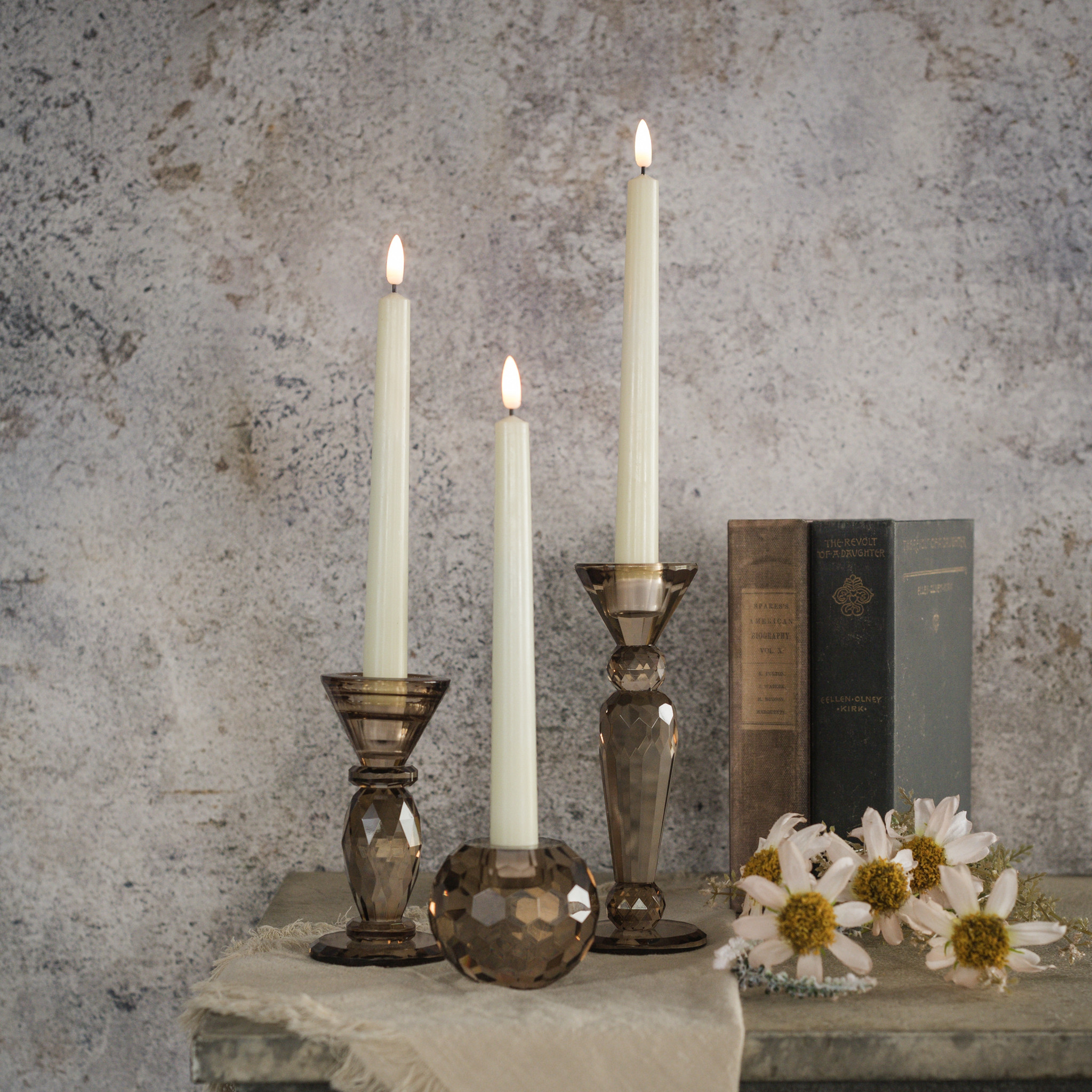 Bronze Glass Taper Candle Holder, 3", photo 2 of 4