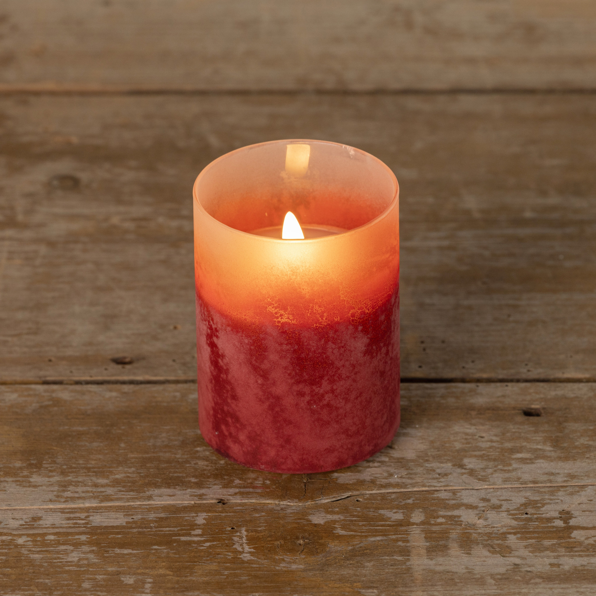 Flameless Red Frosted Glass Candle, 4", photo 4 of 6