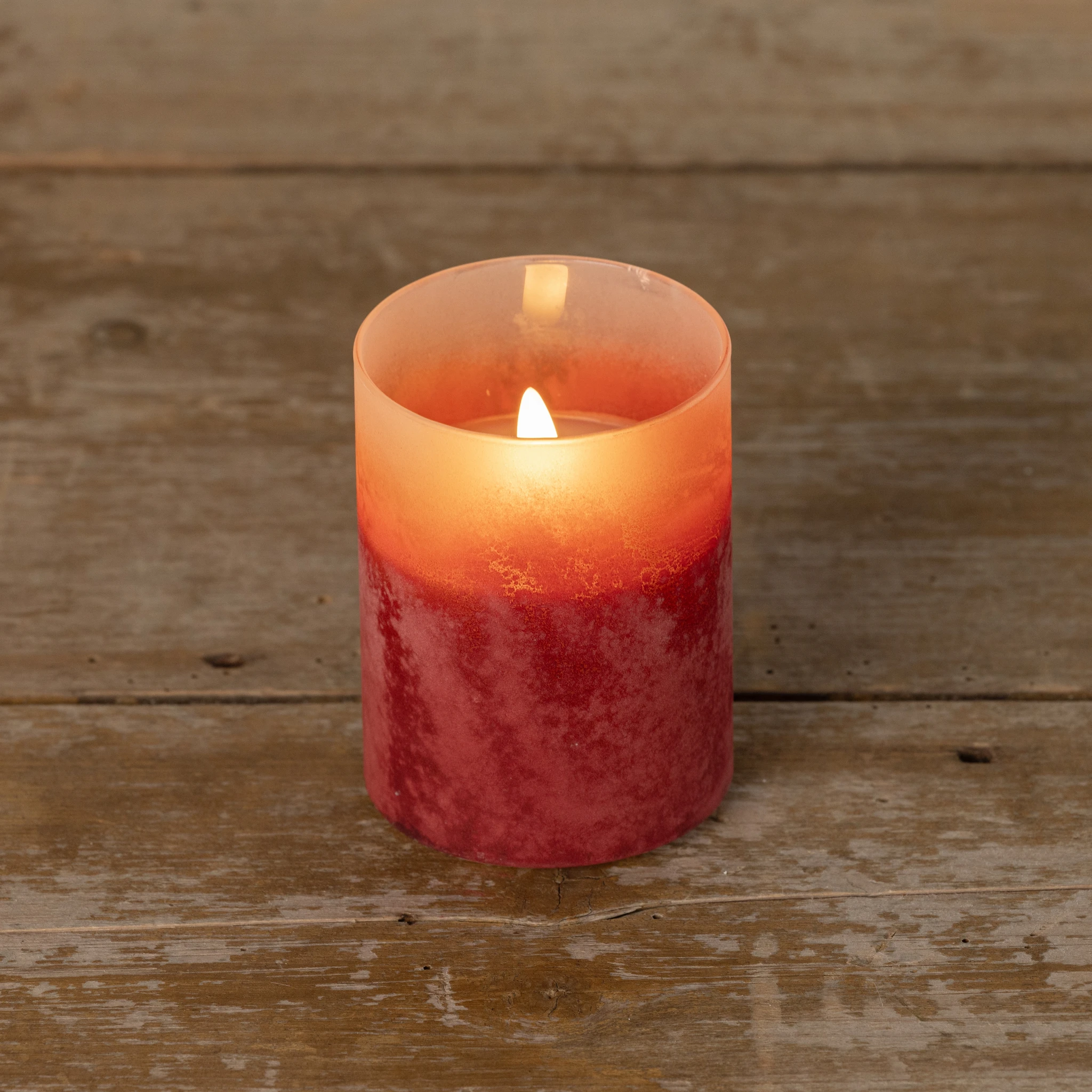Flameless Red Frosted Glass Candle, 4", photo 4 of 6